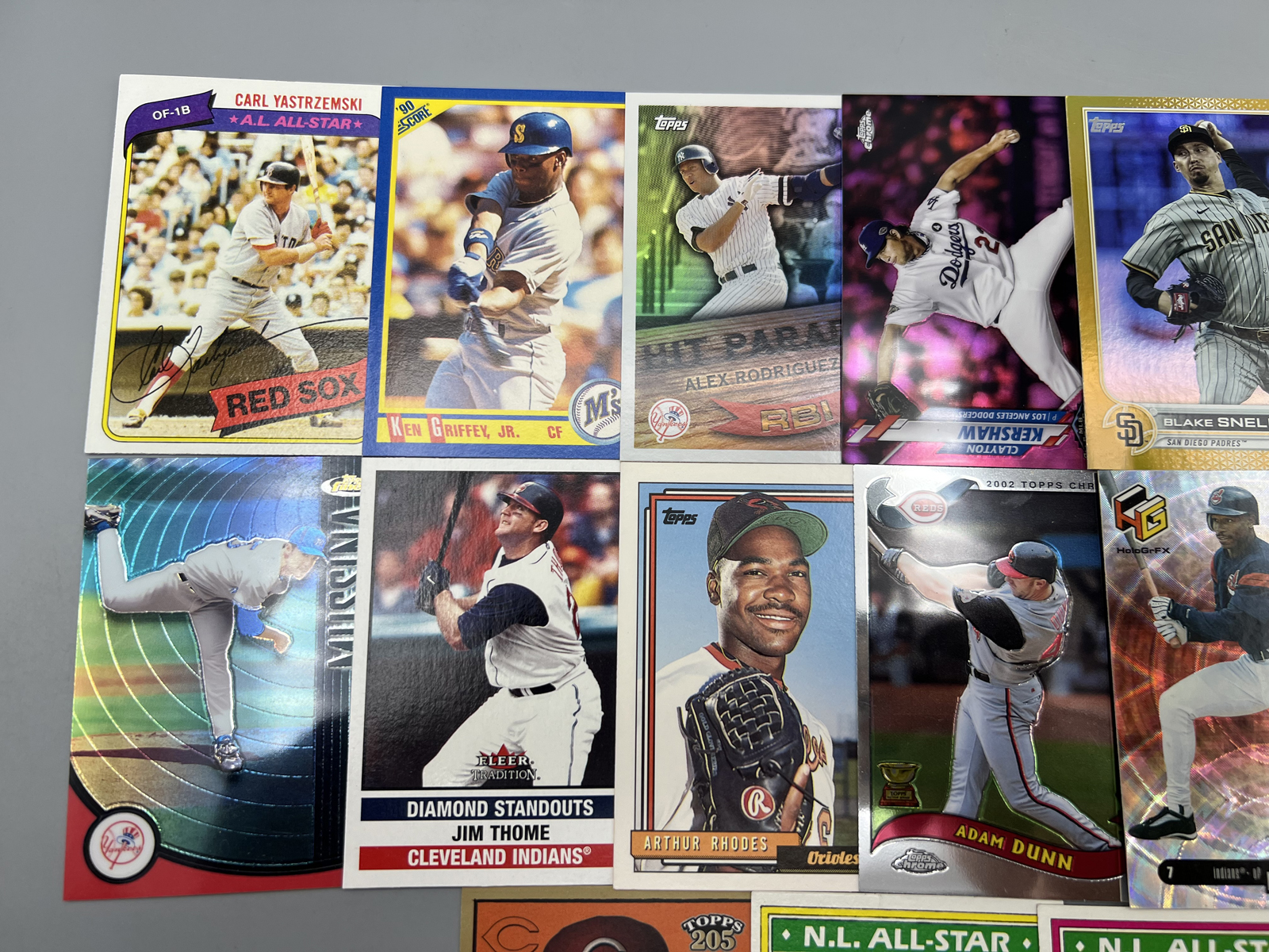 (15) Assorted Baseball Star Player Cards - Ken Griffey Jr, Alex Rodriguez, Don Mattingly