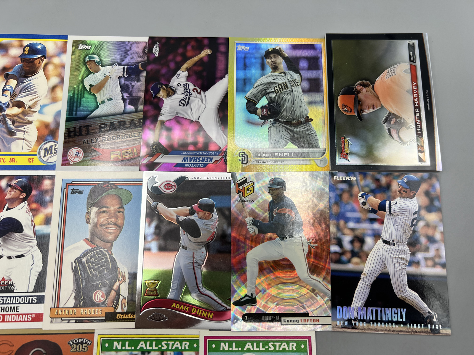 (15) Assorted Baseball Star Player Cards - Ken Griffey Jr, Alex Rodriguez, Don Mattingly