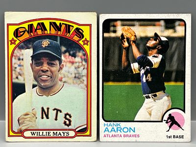 1972 Topps Willie Mays #49 & 1973 Topps Hank Aaron #100