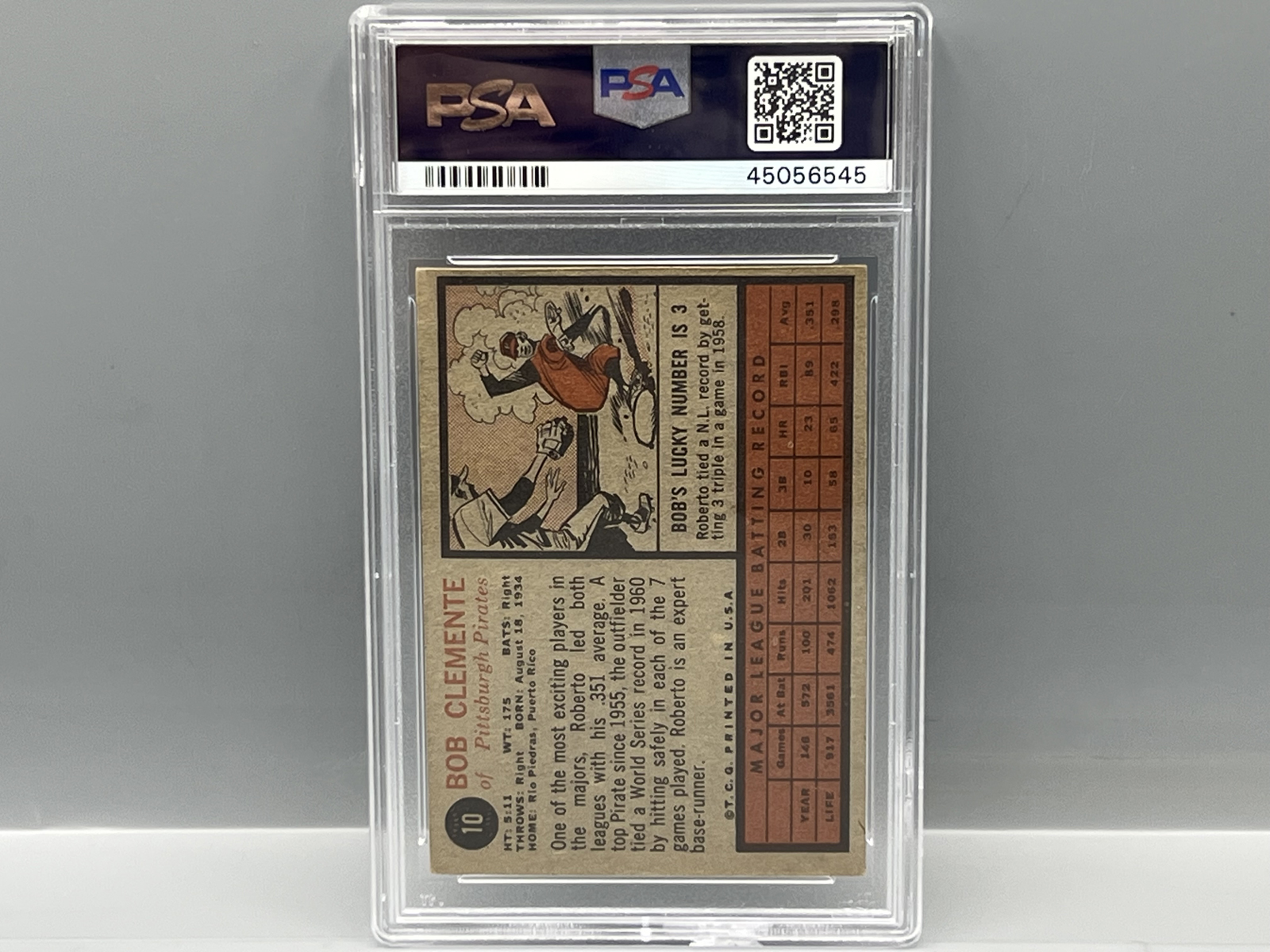 1962 Topps Roberto Clemente #10 PSA VG-EX+ 4.5
