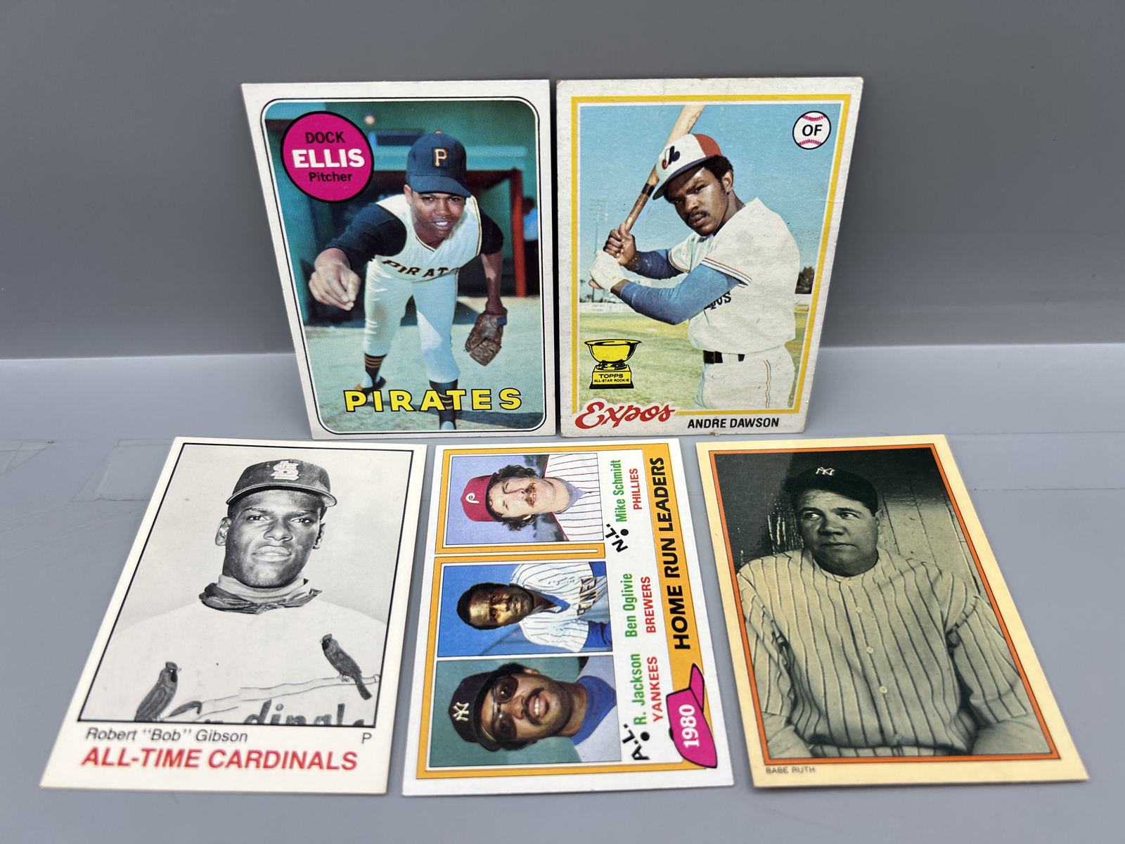 (5) 1969-83 Vintage Baseball Cards - Varying Conditions
