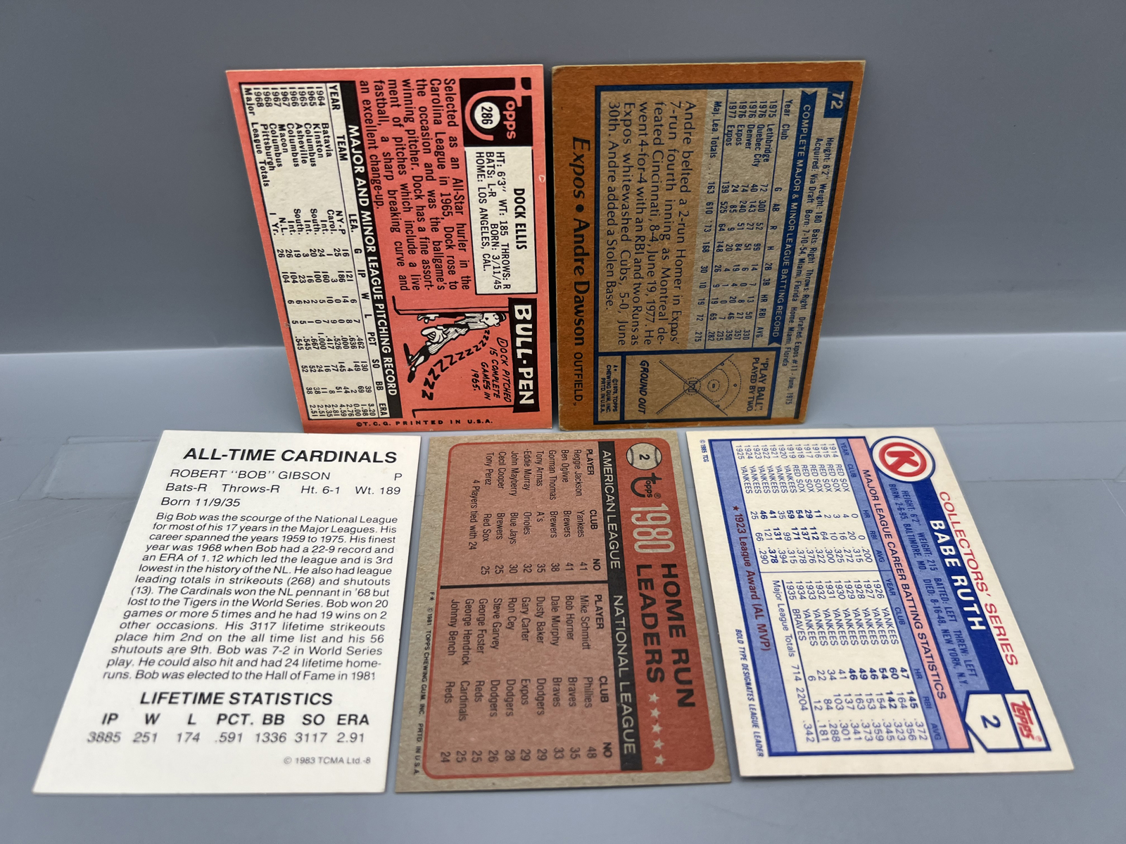 (5) 1969-83 Vintage Baseball Cards - Varying Conditions