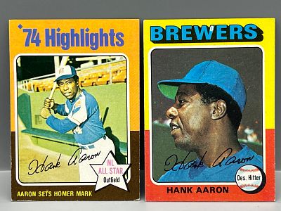 1975 Topps Hank Aaron #600 & Baseball Extra Highlights #1