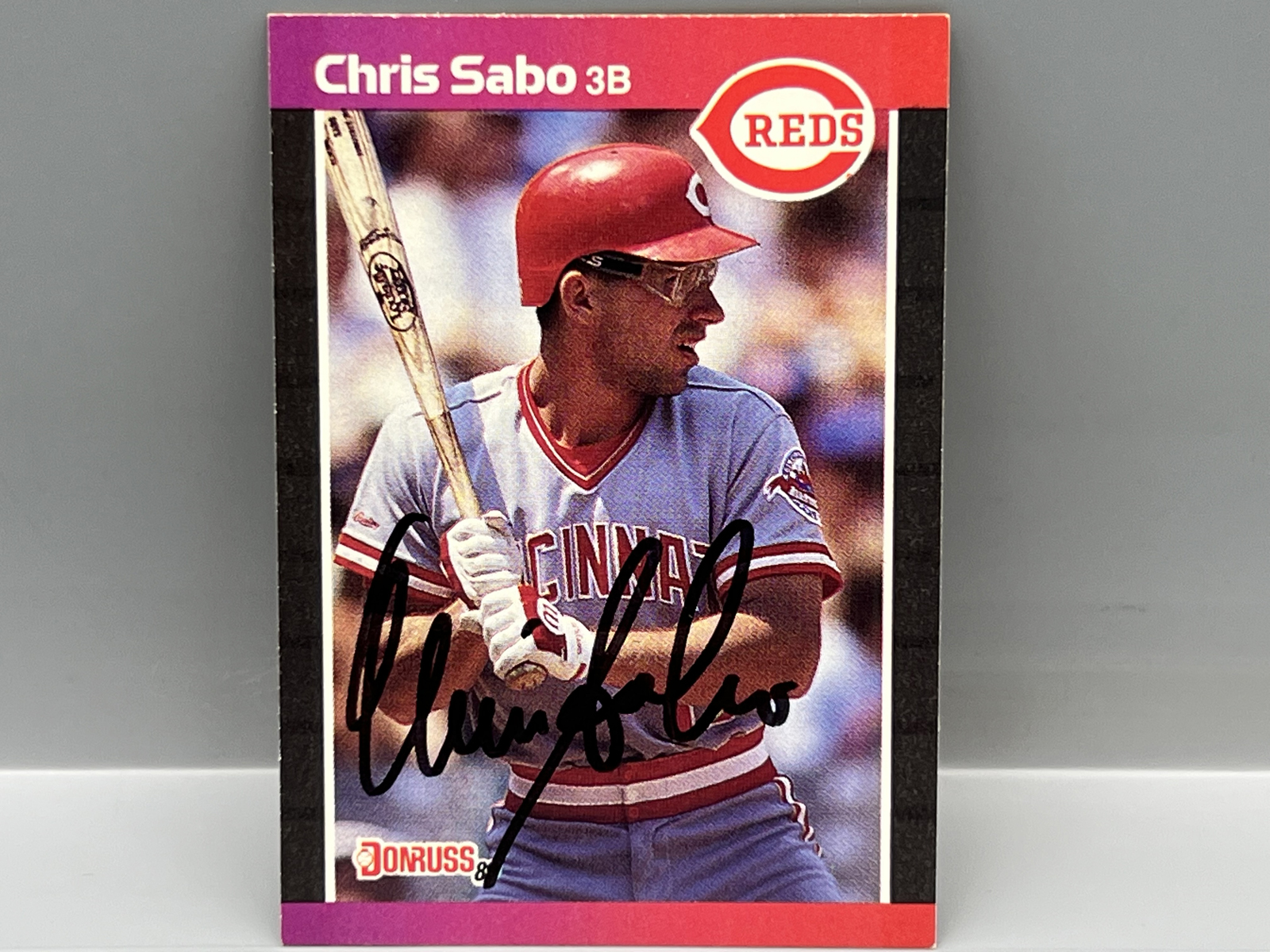 1989 Donruss Chris Sabo In Person Auto Card #317 - No COA - Authentication has not been independently verified by a recognized third-party a