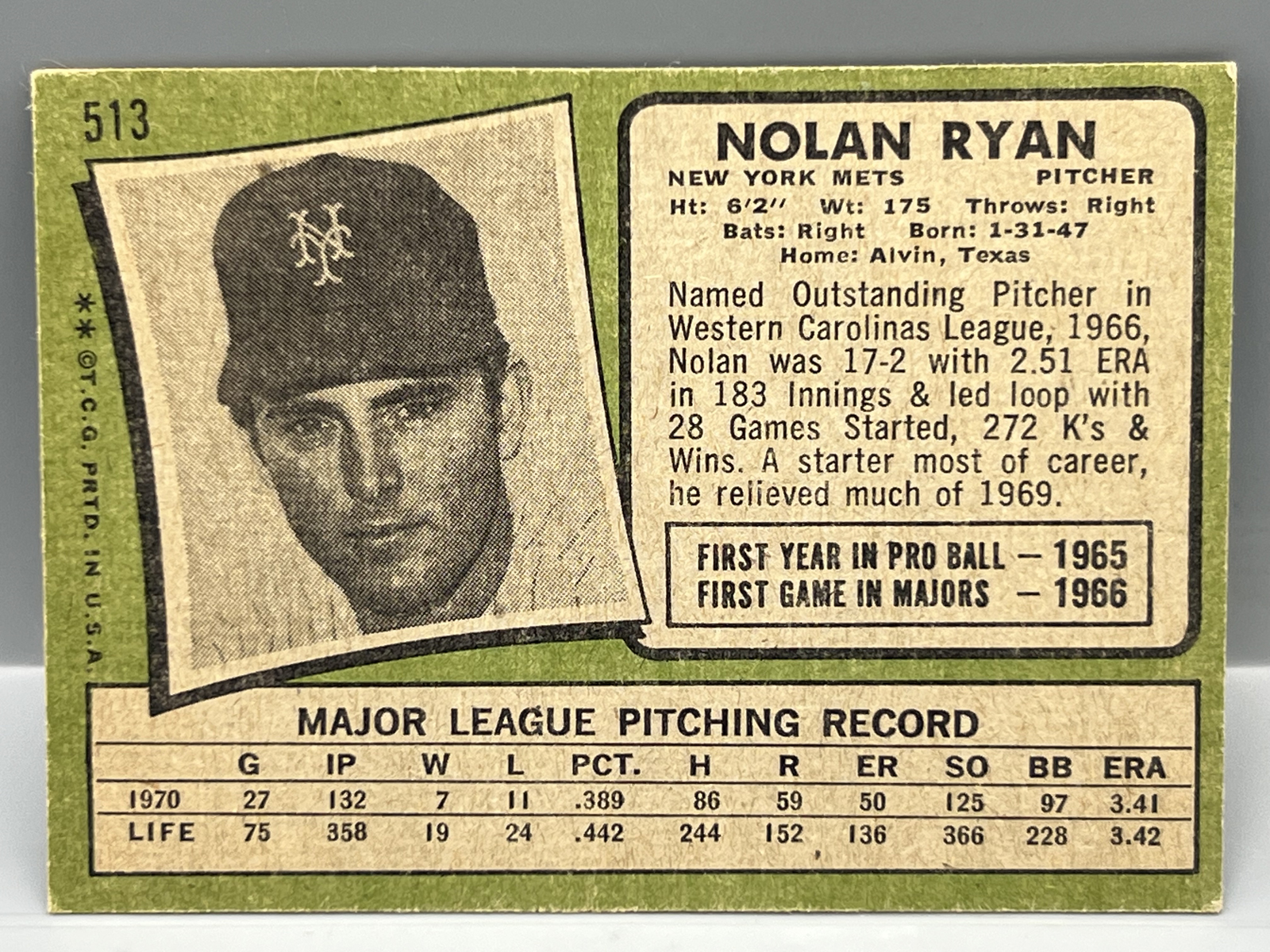 1971 Topps Nolan Ryan #513