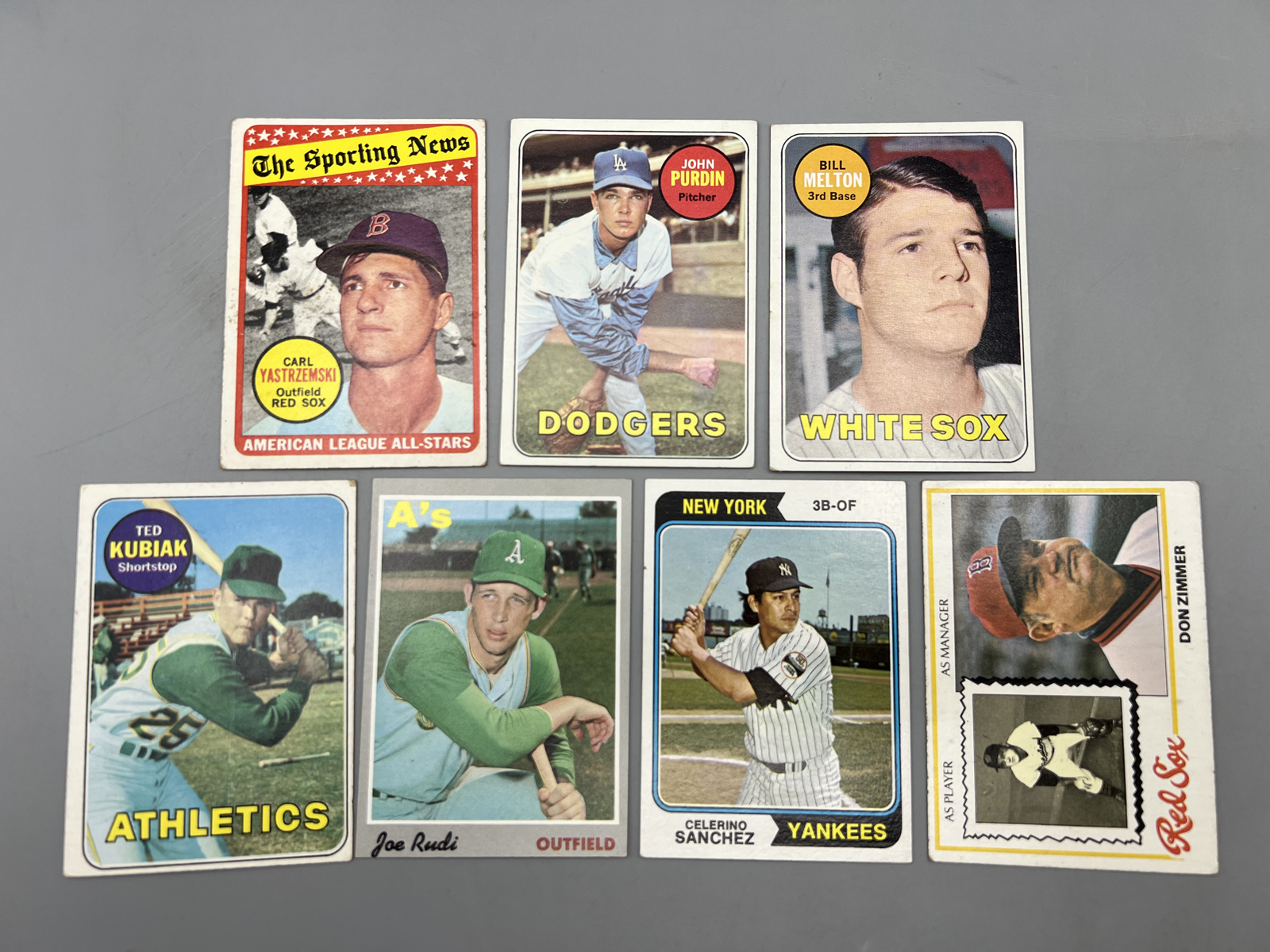 (7) 1969-78 Topps Baseball Cards W/ Carl Yastrzemski - Varying Conditions