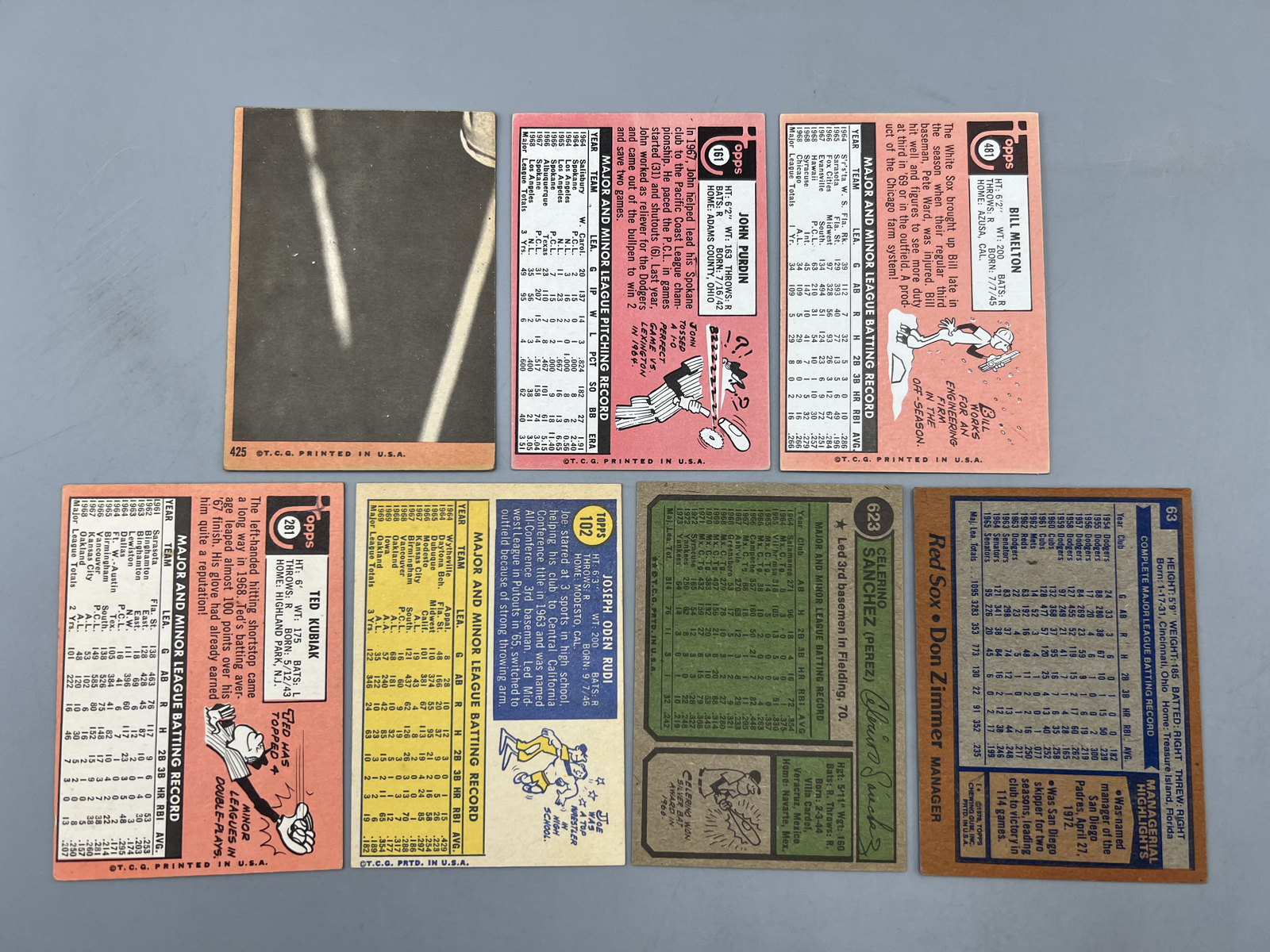 (7) 1969-78 Topps Baseball Cards W/ Carl Yastrzemski - Varying Conditions