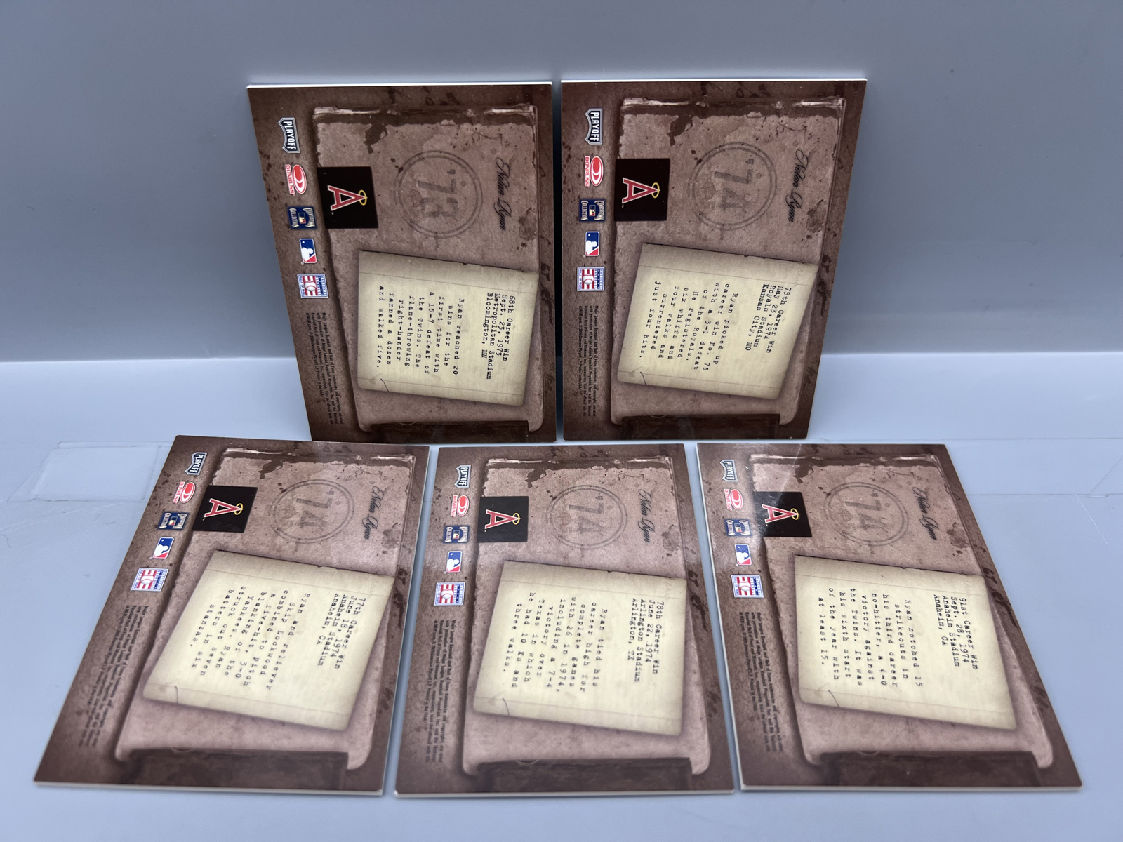 (5) 2005 Playoff Nolan Ryan Biography Cards