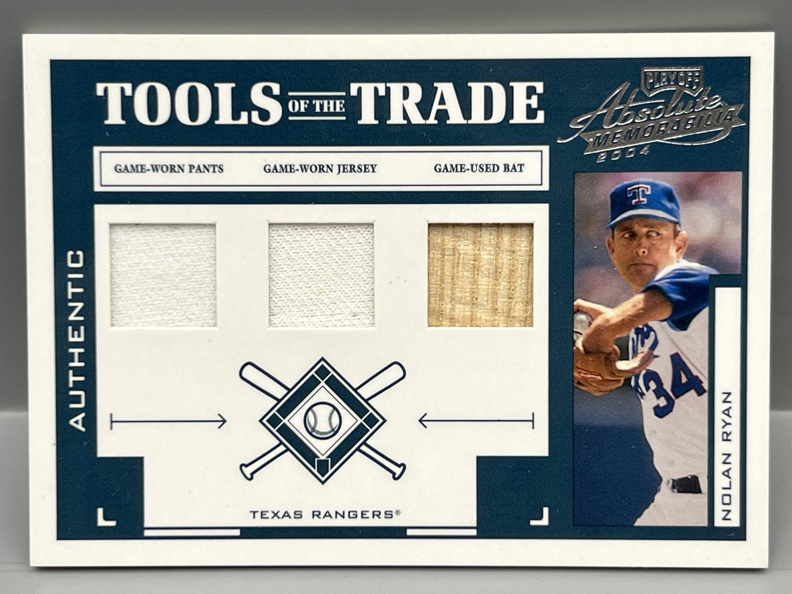 2004 Playoff Absolute Memorabilia Nolan Ryan Tools of The Trade Triple Game Used Relic #/100