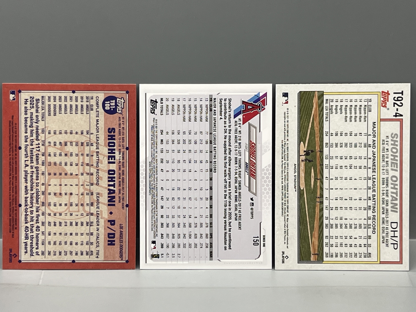 (3) Shohei Ohtani Baseball Cards