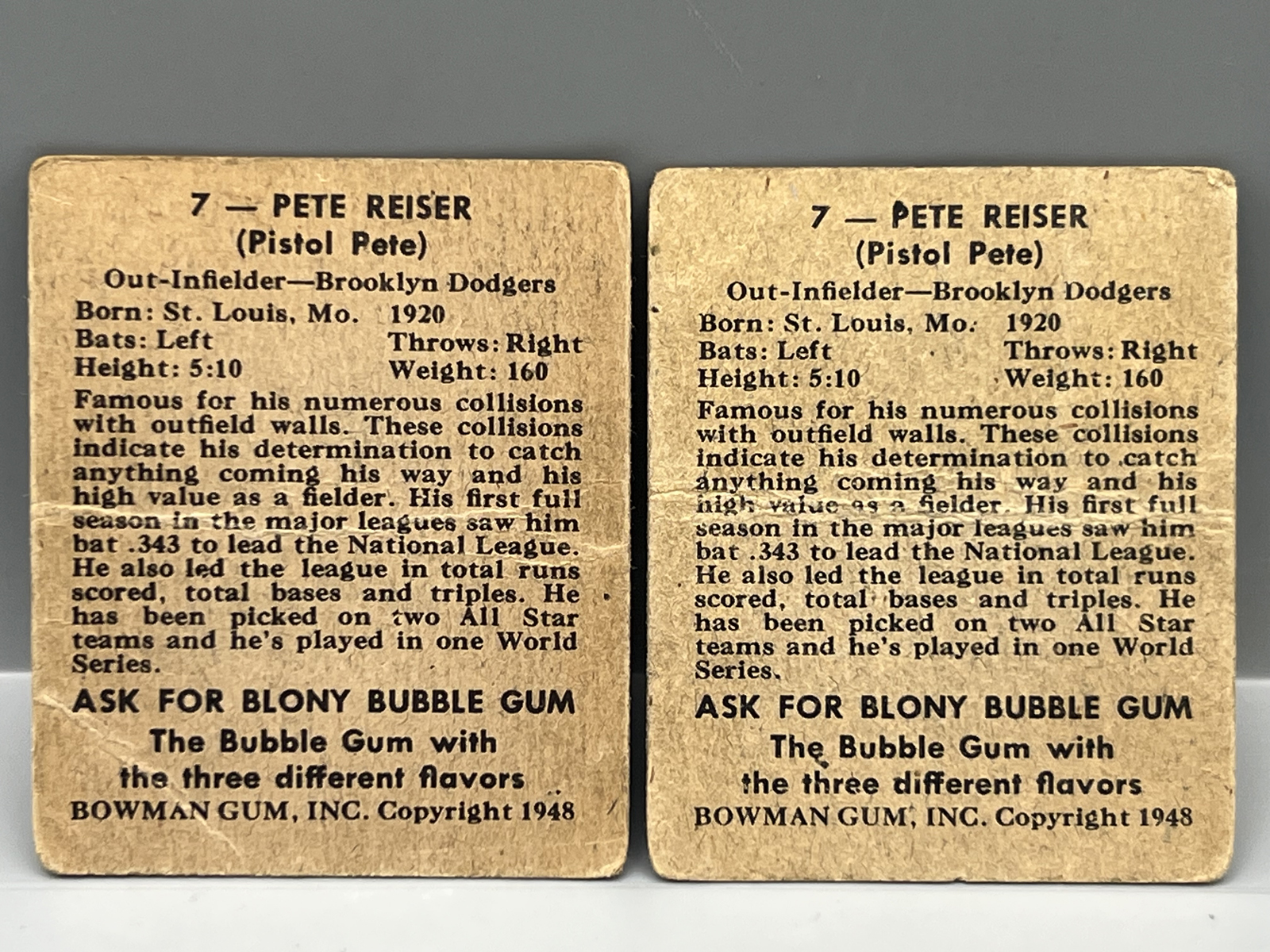 (2) 1948 Bowman Pete Reiser SP RCs #7