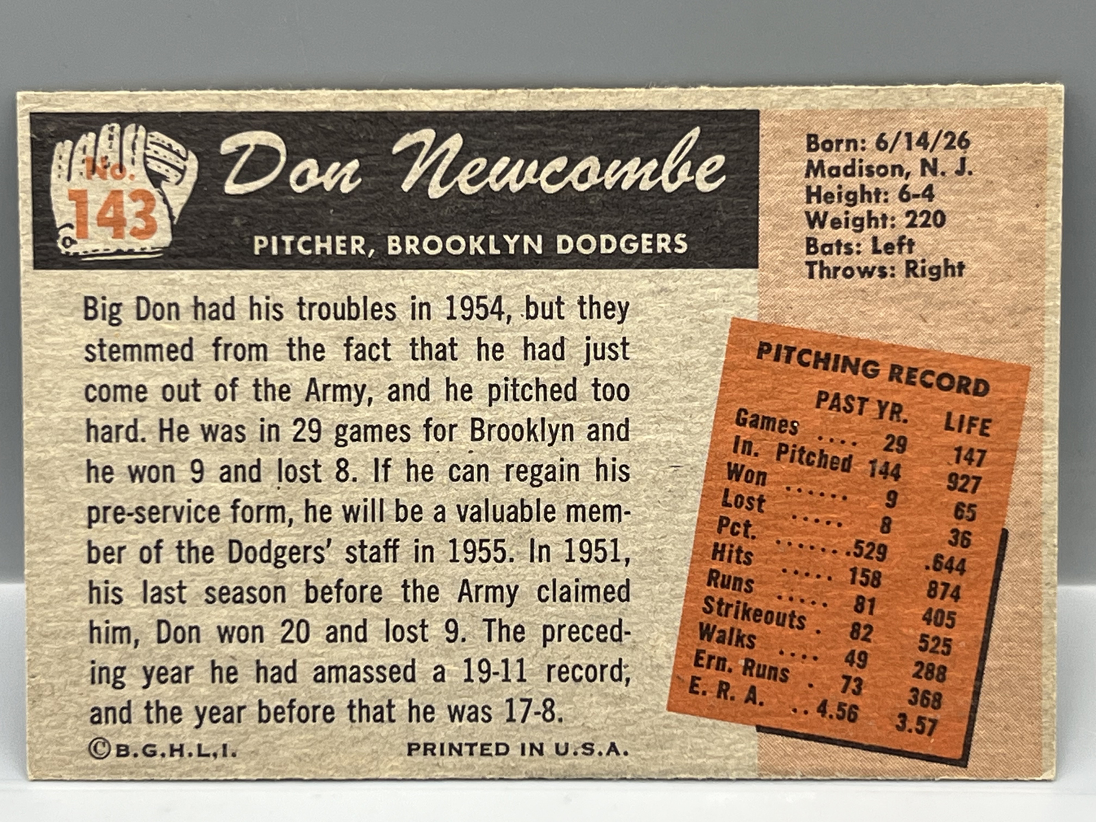 1955 Bowman Don Newcombe #143
