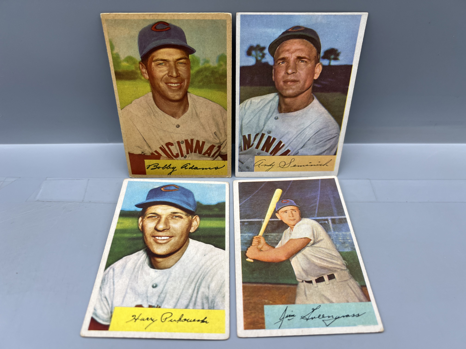 (4) 1954 Bowman Cincinnati Reds Baseball Cards - Varying Conditions