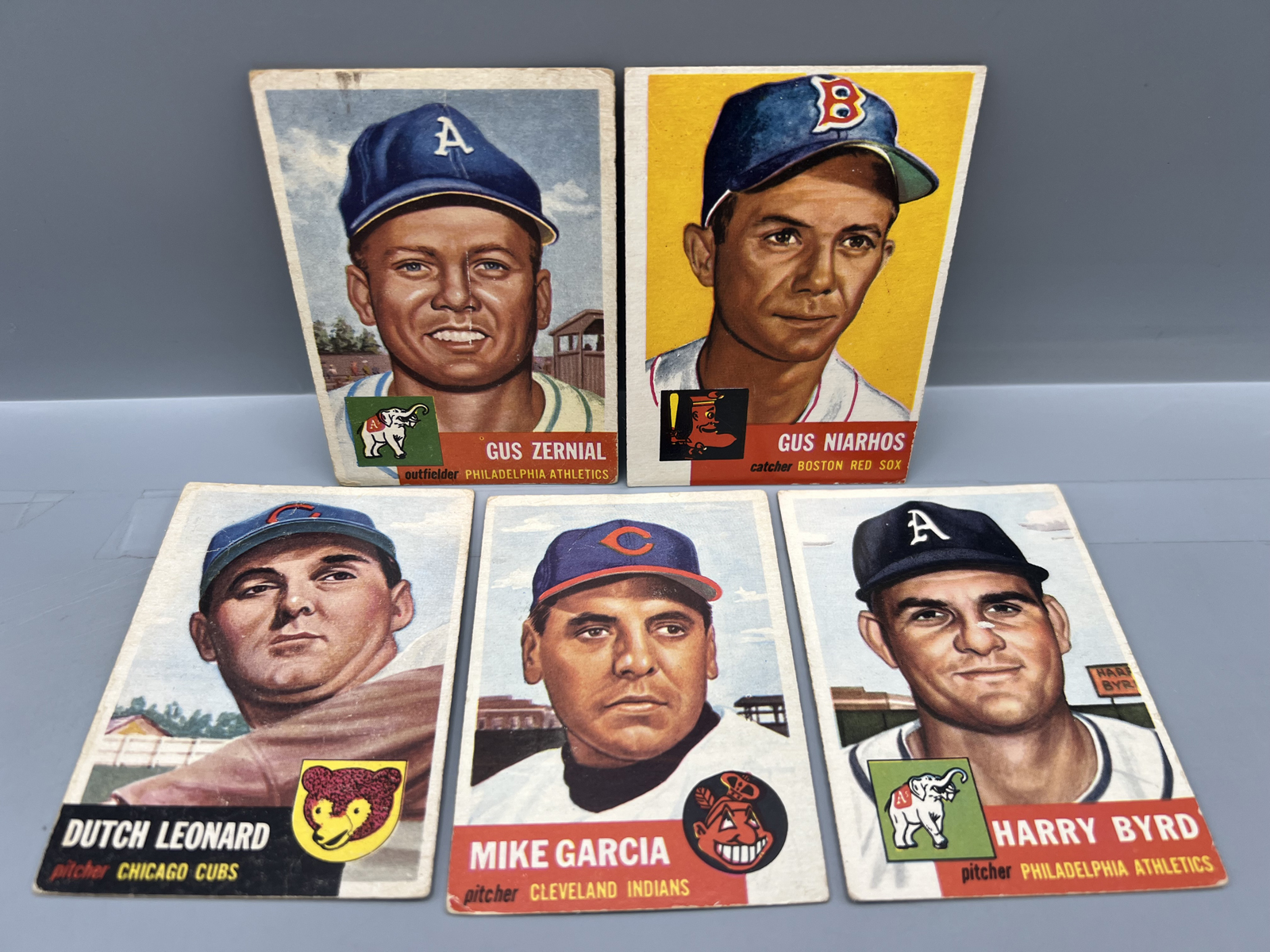 (5) 1953 Topps Baseball Cards - Varying Conditions