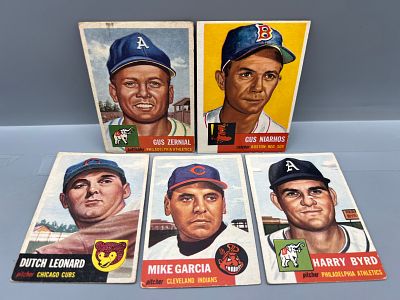 (5) 1953 Topps Baseball Cards - Varying Conditions