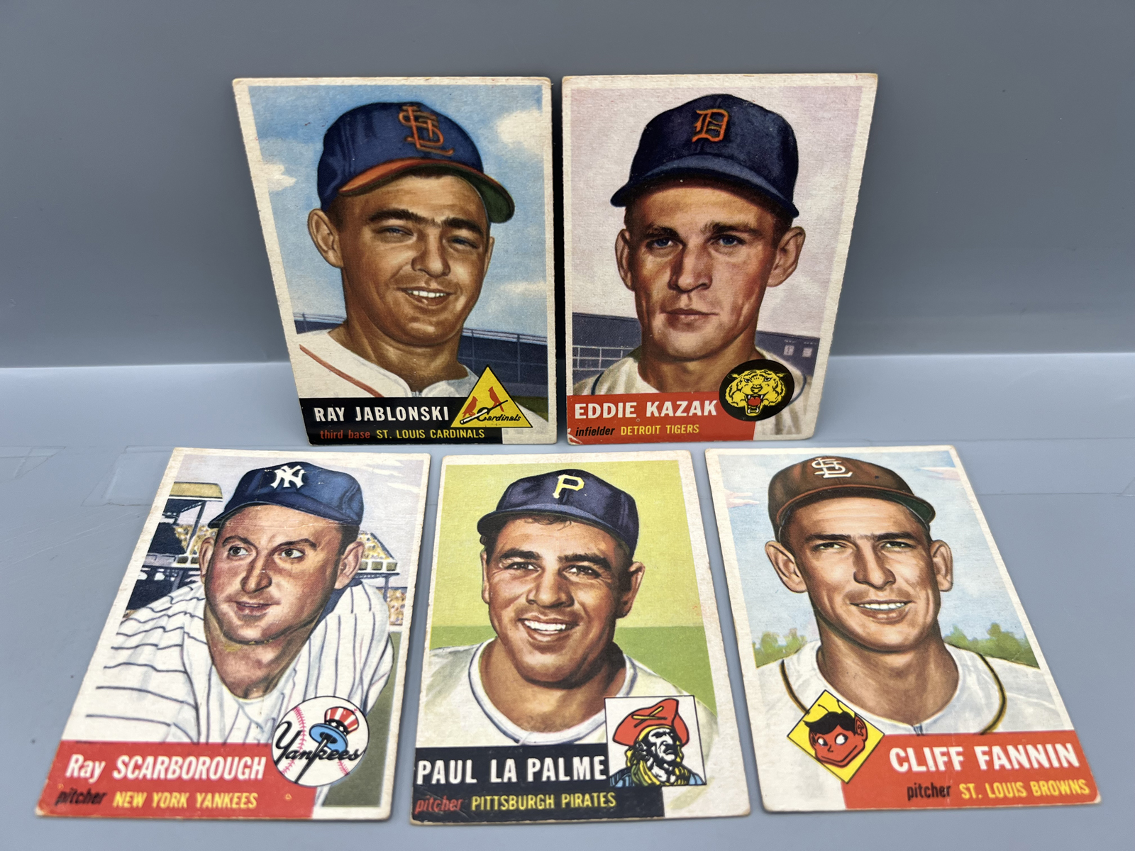(5) 1953 Topps Baseball Cards - Varying Conditions
