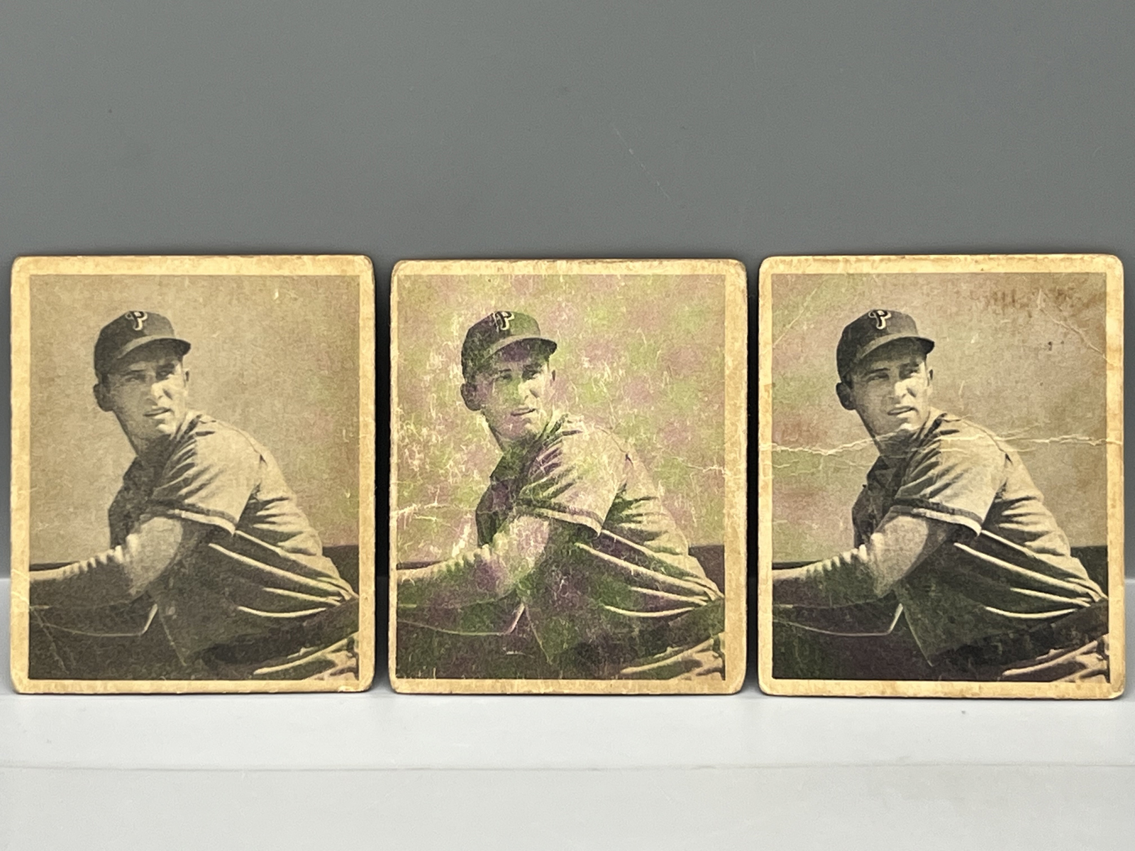 (3) 1948 Bowman Emil Verban SP RCs #28