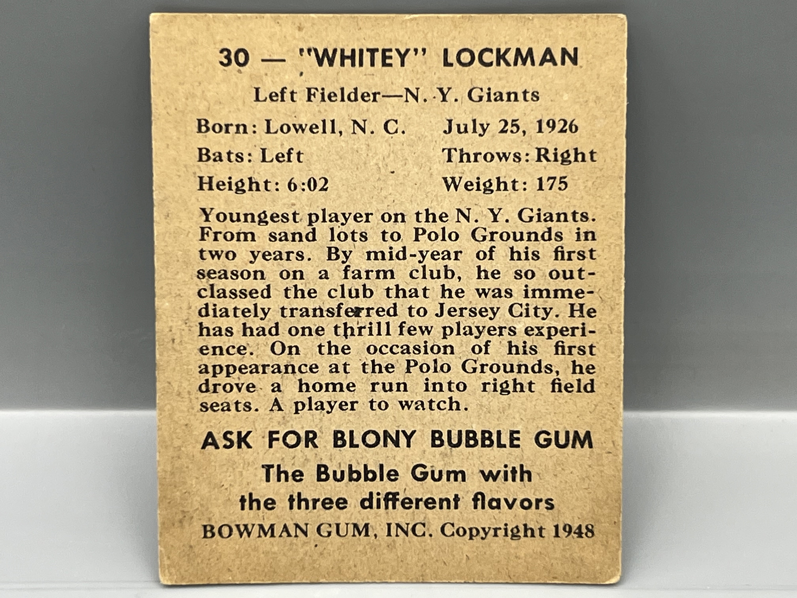 1948 Bowman Whitey Lockman SP RC #30