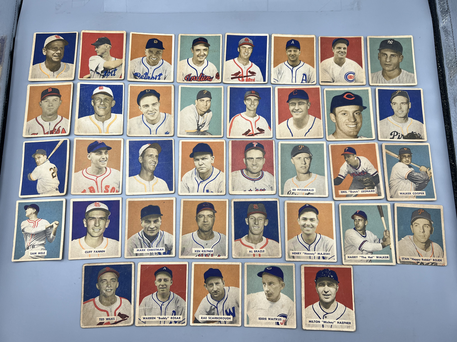 (37 Card) 1949 Bowman Baseball Partial Set W/ Many Mid Series Number Cards - Most Cards Appear To Be Lower Grade With Some Exceptions