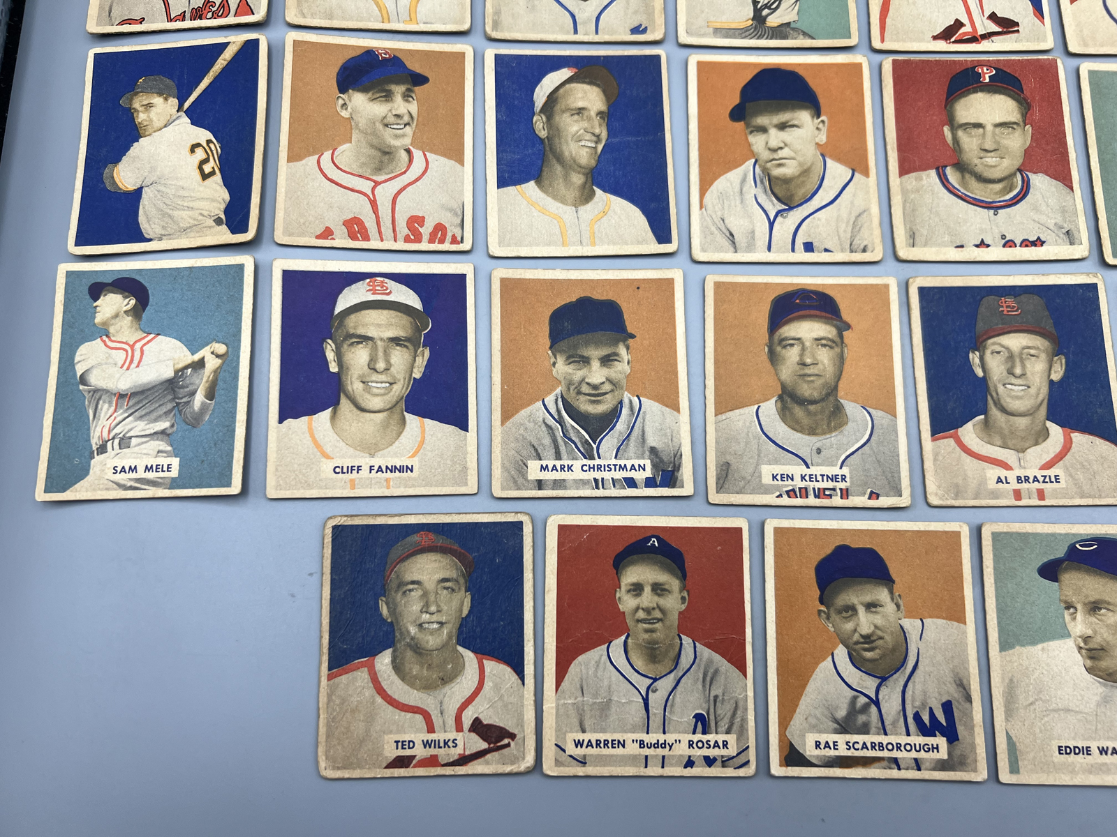 (37 Card) 1949 Bowman Baseball Partial Set W/ Many Mid Series Number Cards - Most Cards Appear To Be Lower Grade With Some Exceptions