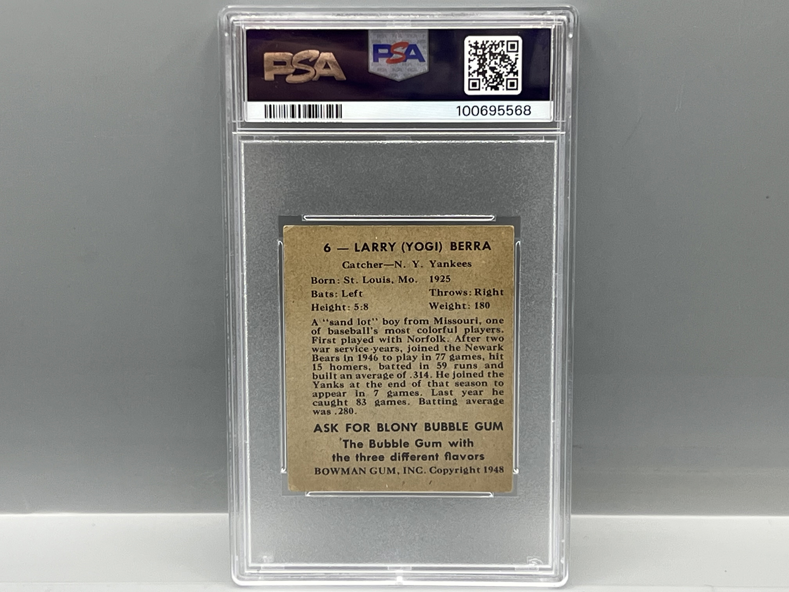 1948 Bowman Yogi Berra RC #6 PSA VG 3