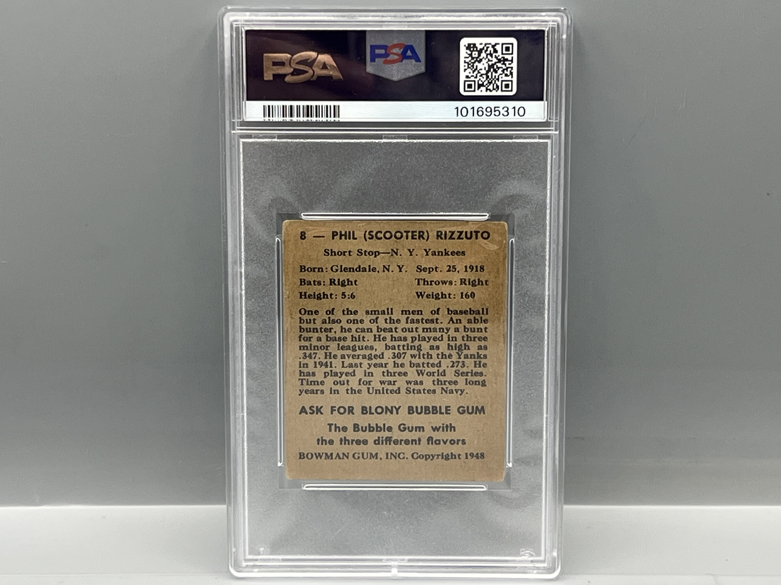 1948 Bowman Phil Rizzuto SP RC #8 PSA VG 3