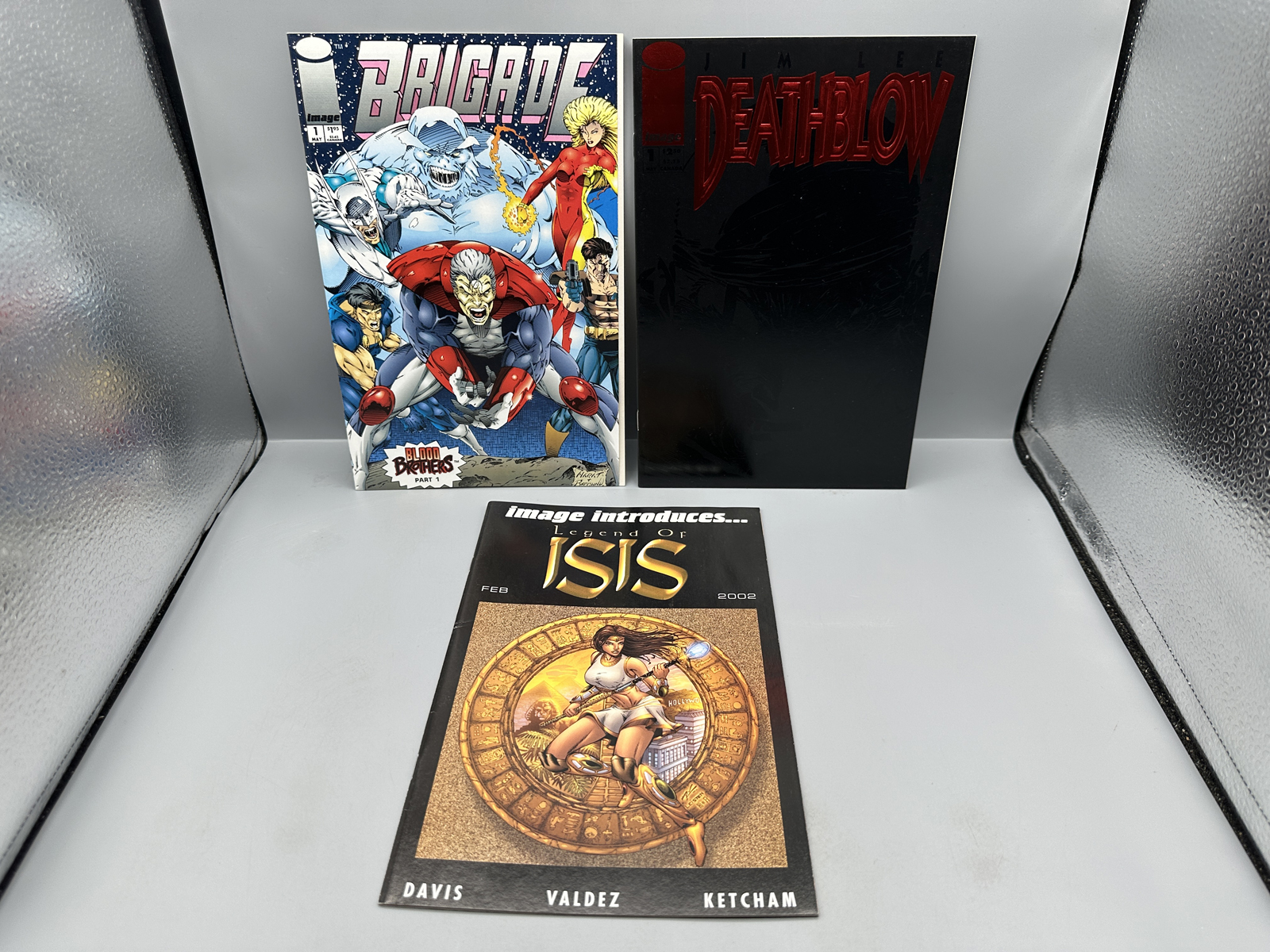 Image Comics Brigade #1, Deathblow/Cybernary #1, and Legend of Isis #1 lot of 3 (1993-2002) - Jim Lee and Rob Liefeld art