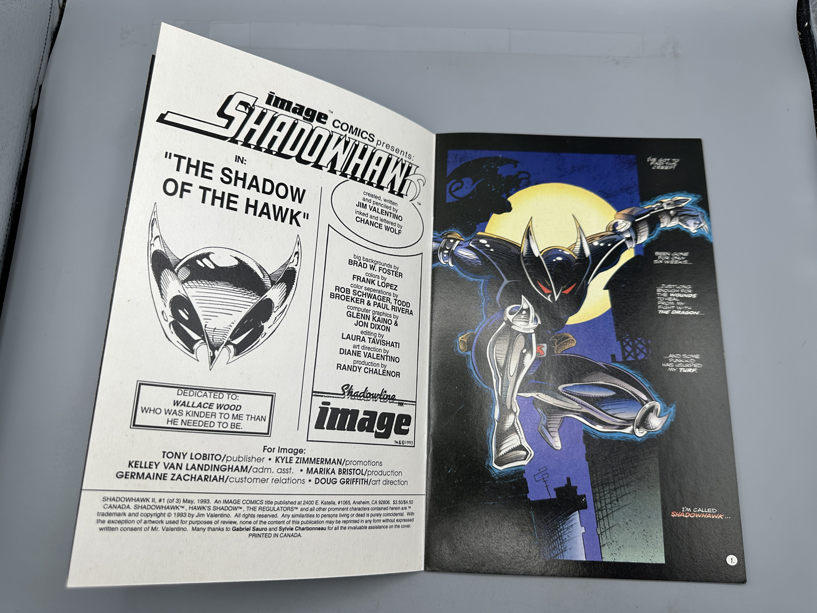 Image Comics Shadowhawk II #1 and #2 (1993) - #1 Black embossed die-cut variant - #2 Features fold-out splash page - Jim Valentino art