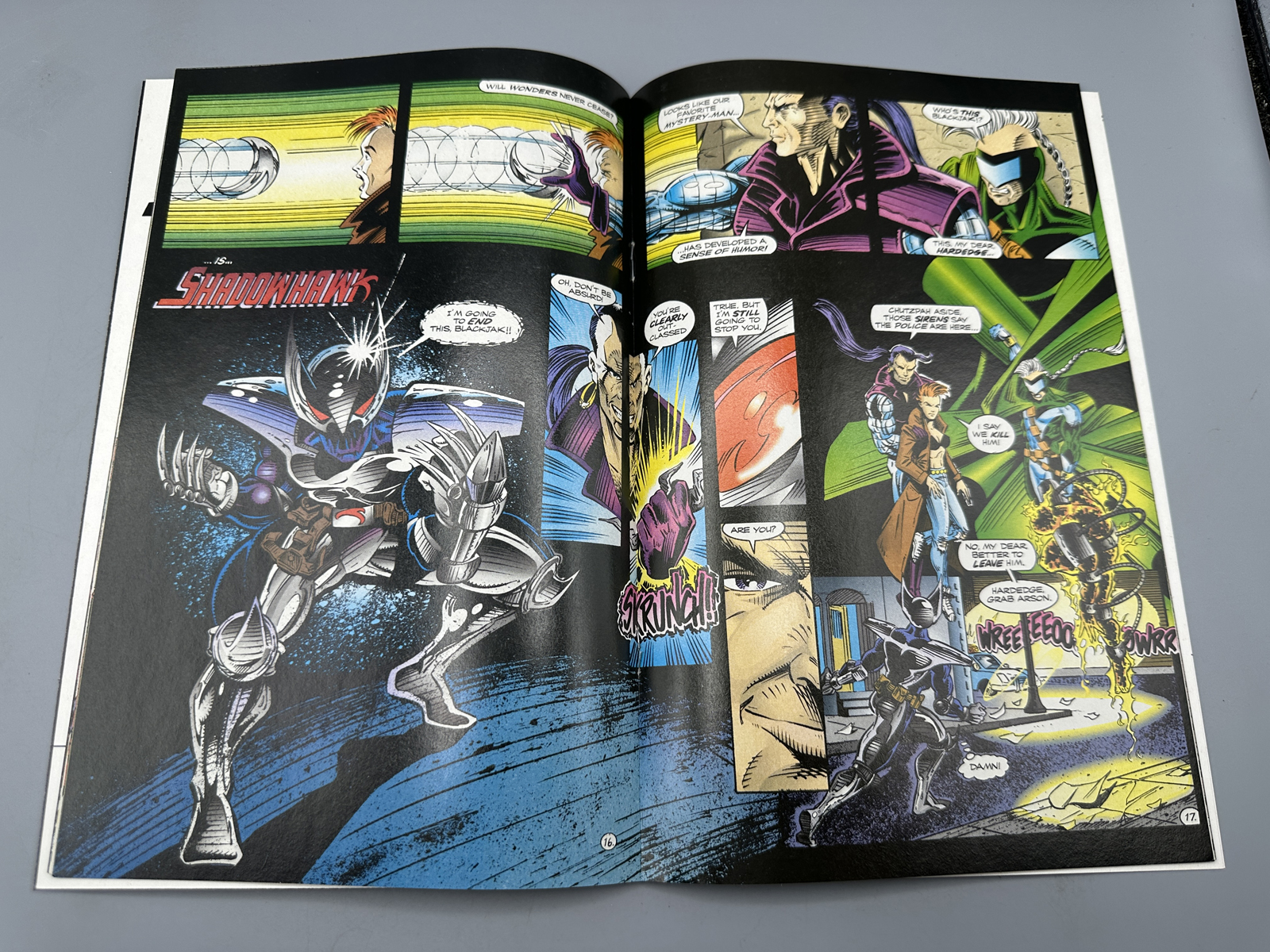 Image Comics Shadowhawk II #1 and #2 (1993) - #1 Black embossed die-cut variant - #2 Features fold-out splash page - Jim Valentino art