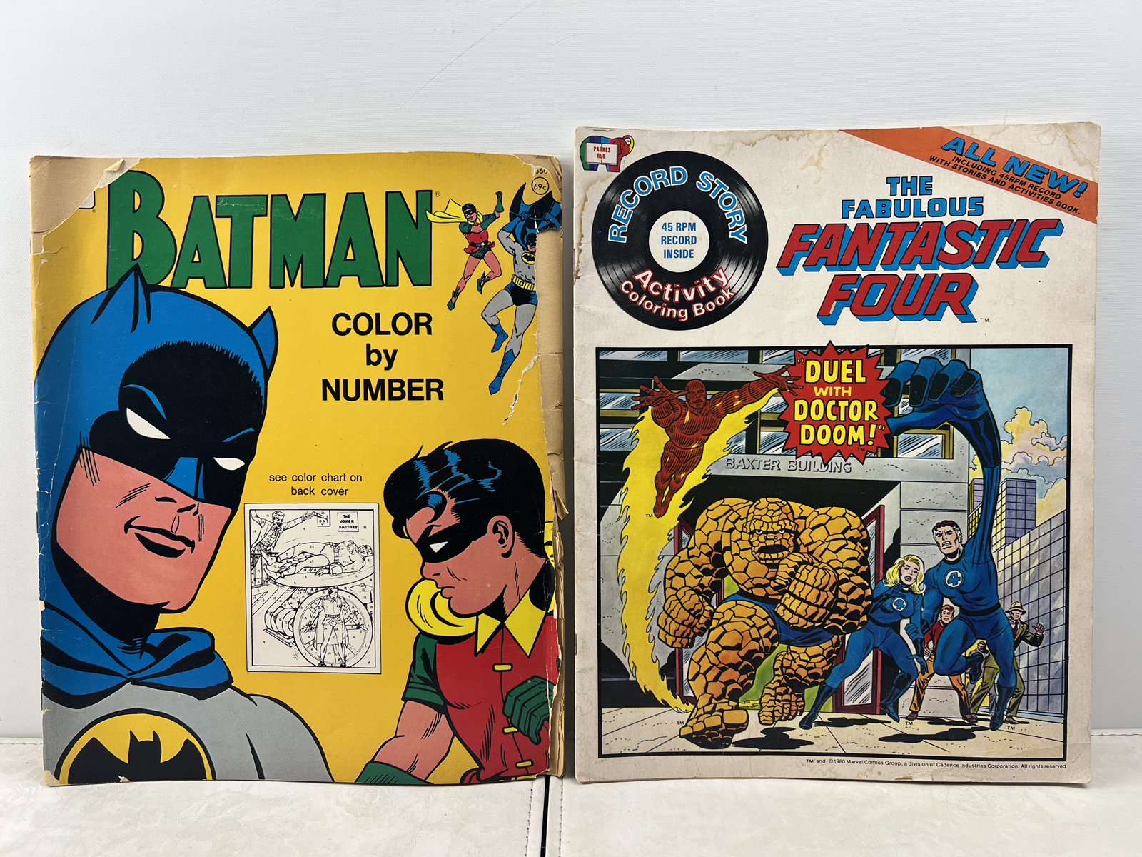 DC and Marvel Comics Activity Books, 1966 and 1980 - Batman, Fantastic Four