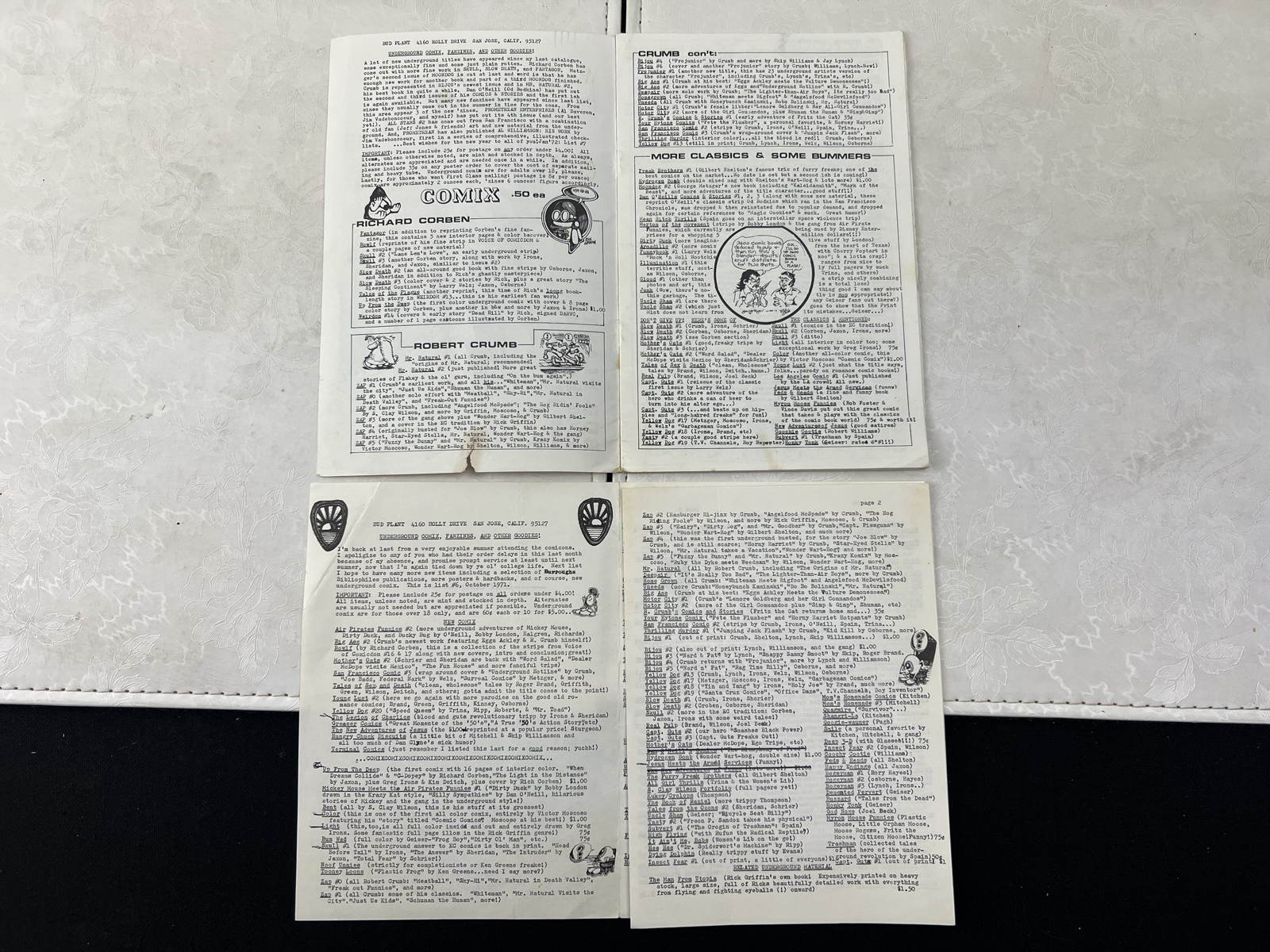 Underground Comix, Fanzines, and Other Goodies List #6 - Bud Plant, 1971