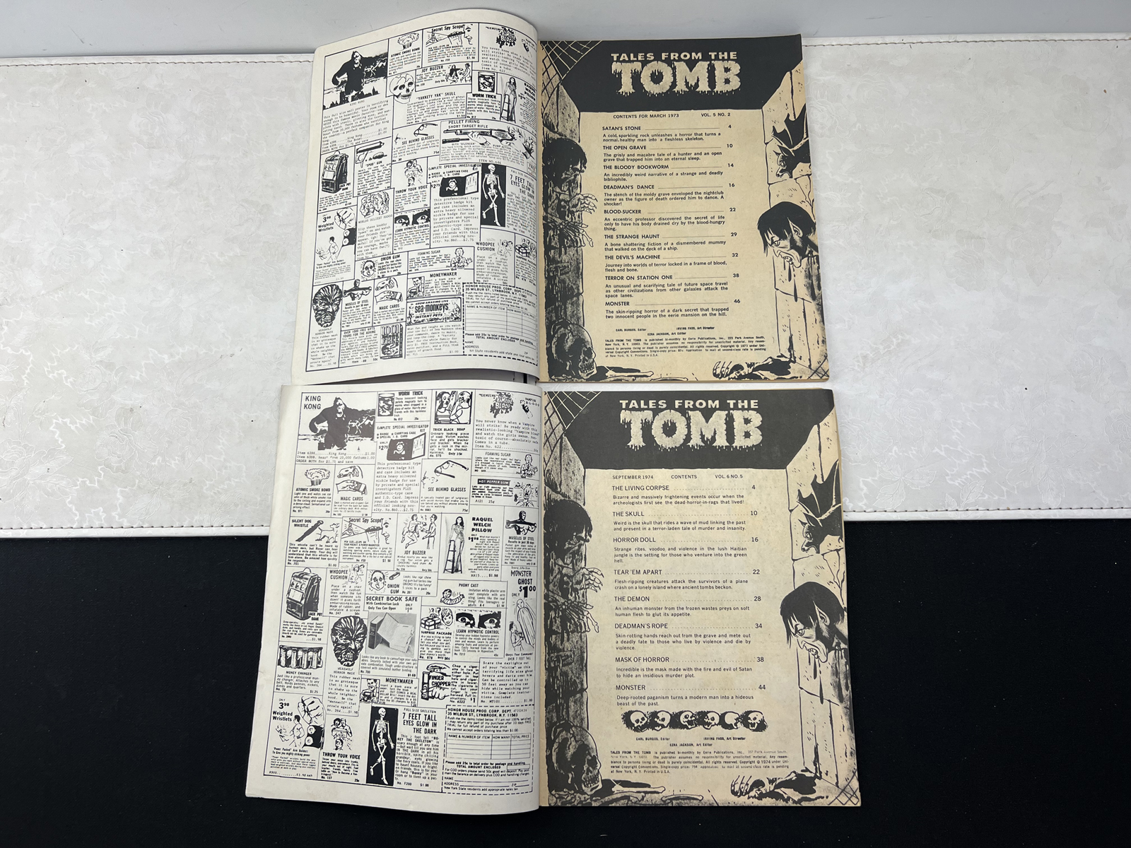 1973-74 Eerie Publications Tales from the Tomb Horror Comic Magazines - Vol 5 #2, Vol 6 #5