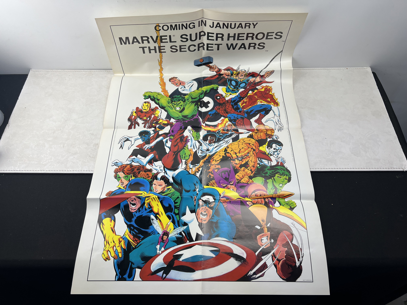 1983 Marvel Super Heroes The Secret Wars Folded Promotional Poster Mike Zeck Art