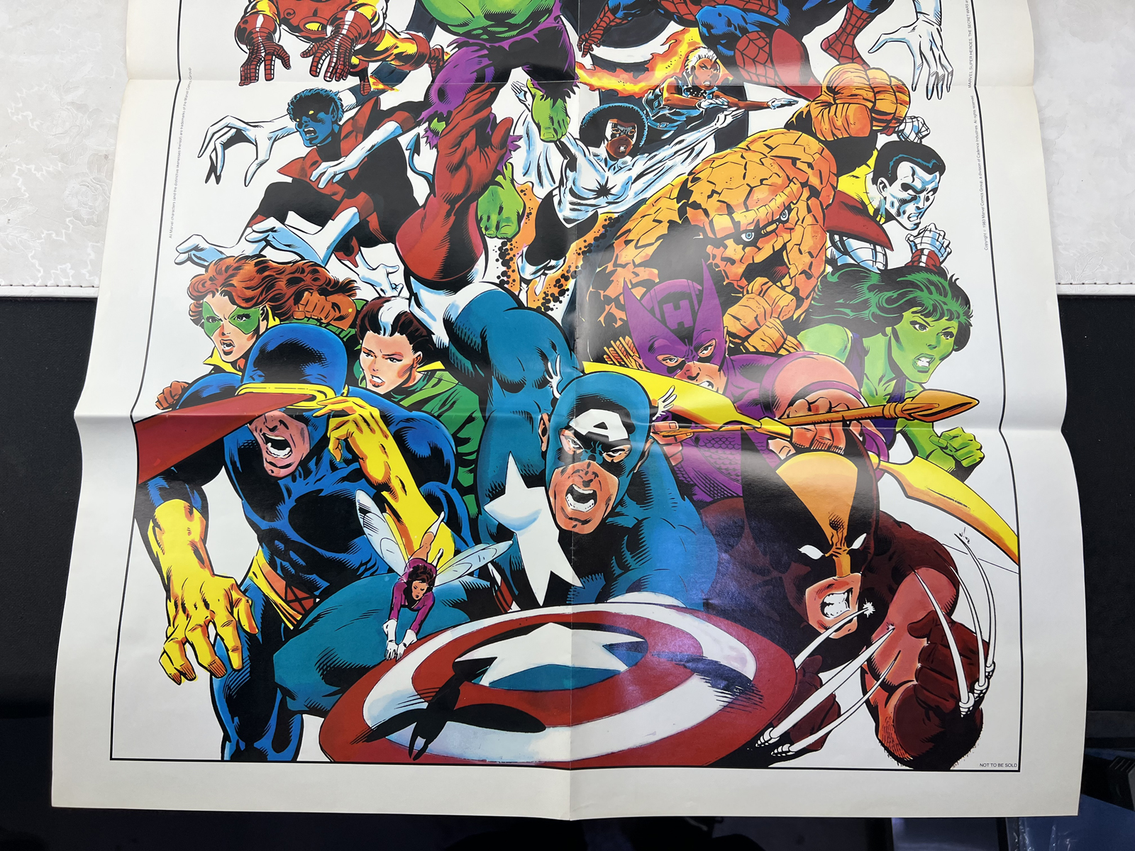 1983 Marvel Super Heroes The Secret Wars Folded Promotional Poster Mike Zeck Art