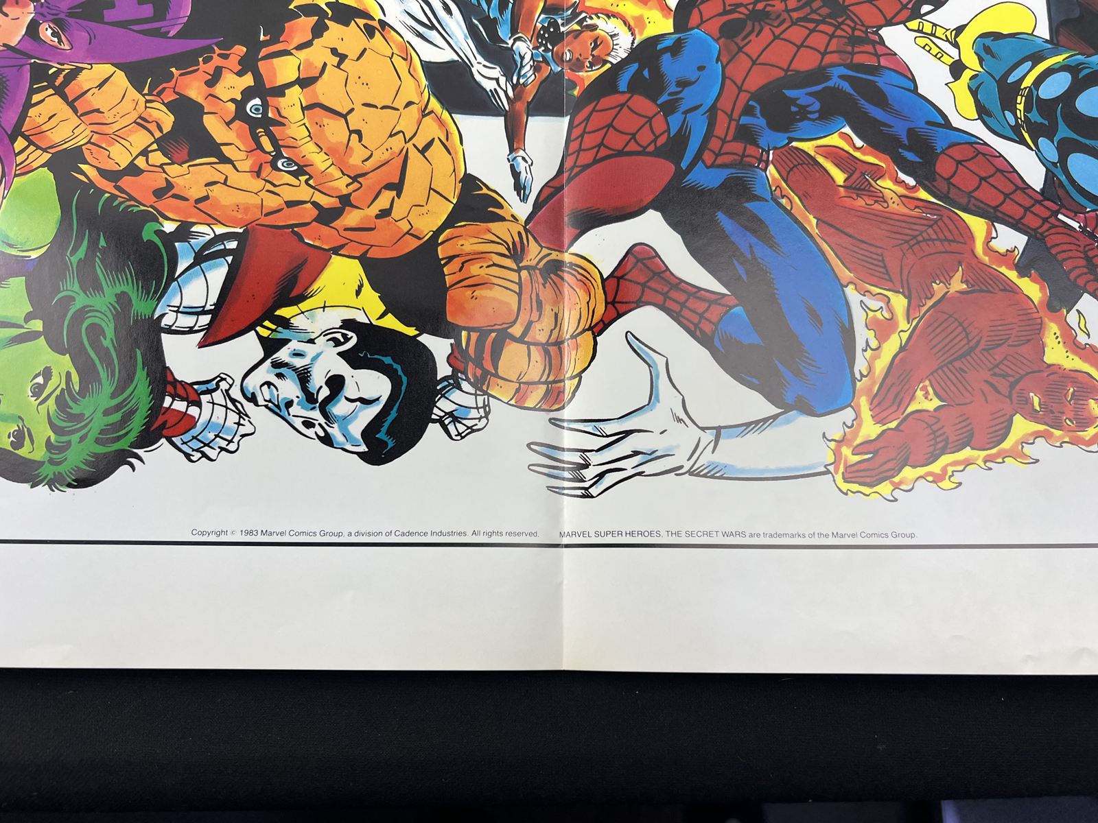 1983 Marvel Super Heroes The Secret Wars Folded Promotional Poster Mike Zeck Art