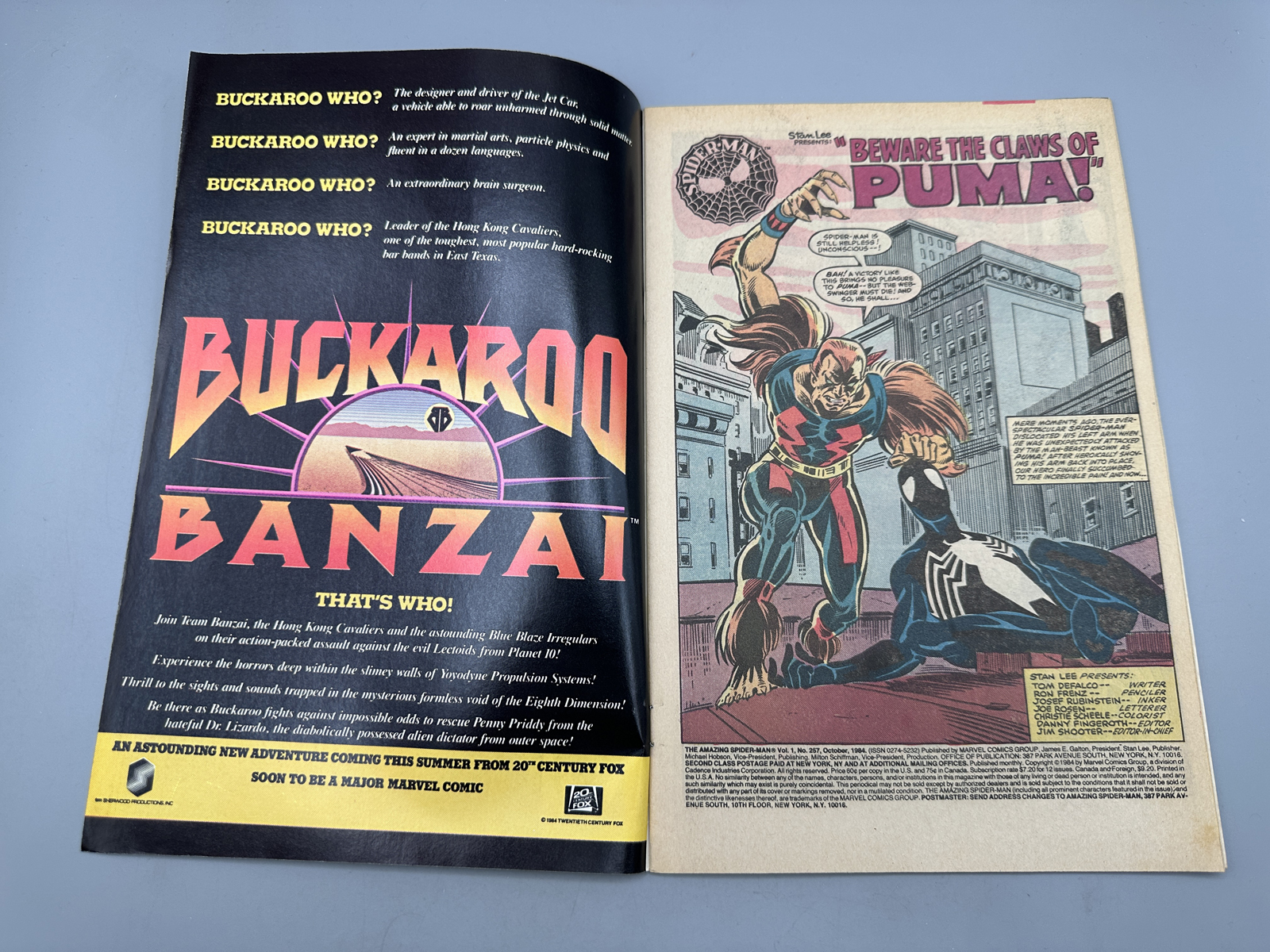 Marvel Amazing Spider-Man #257 (1984) - Black Suit - 2nd app of Puma - Mary Jane reveals she knows that Peter is Spider-Man