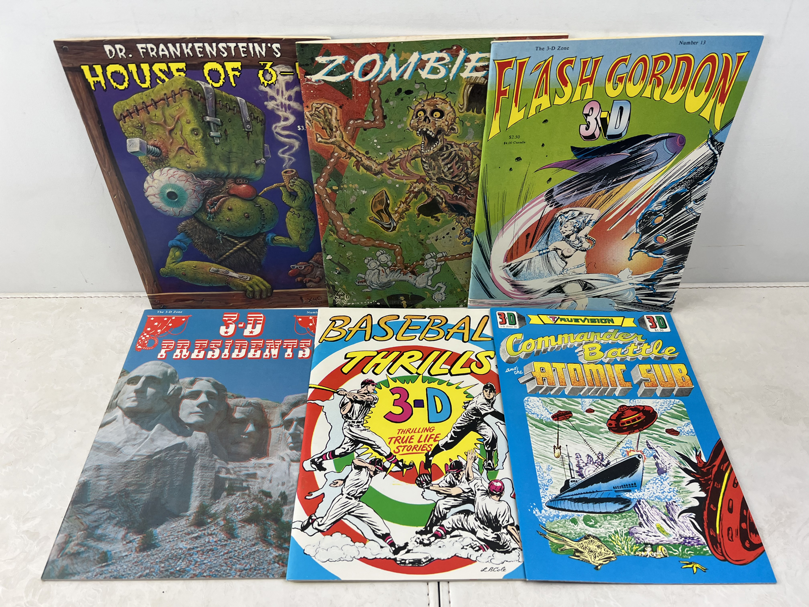 3-D Zone Lot of (6) 3-D Comic Books - Zombie, Dr. Frankenstein, Flash Gordon