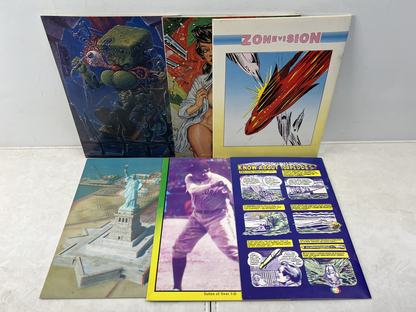 3-D Zone Lot of (6) 3-D Comic Books - Zombie, Dr. Frankenstein, Flash Gordon