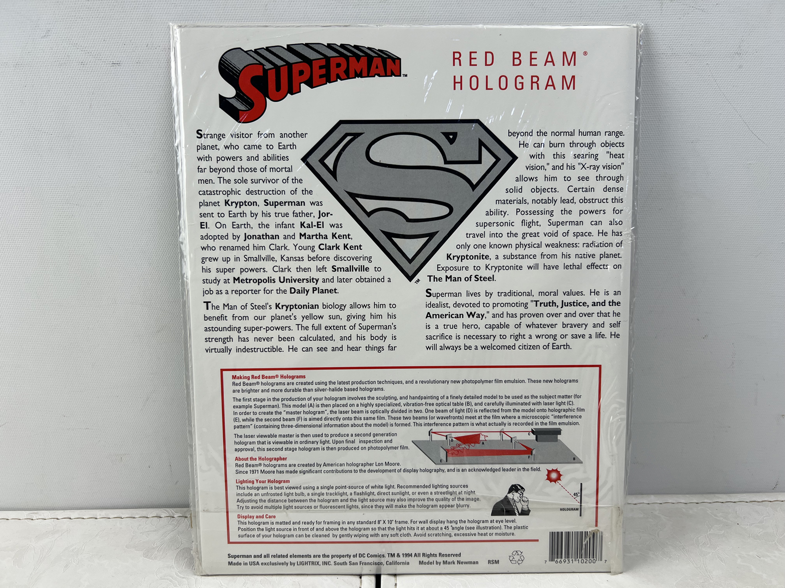 1994 Lightrix Superman Red Beam Hologram