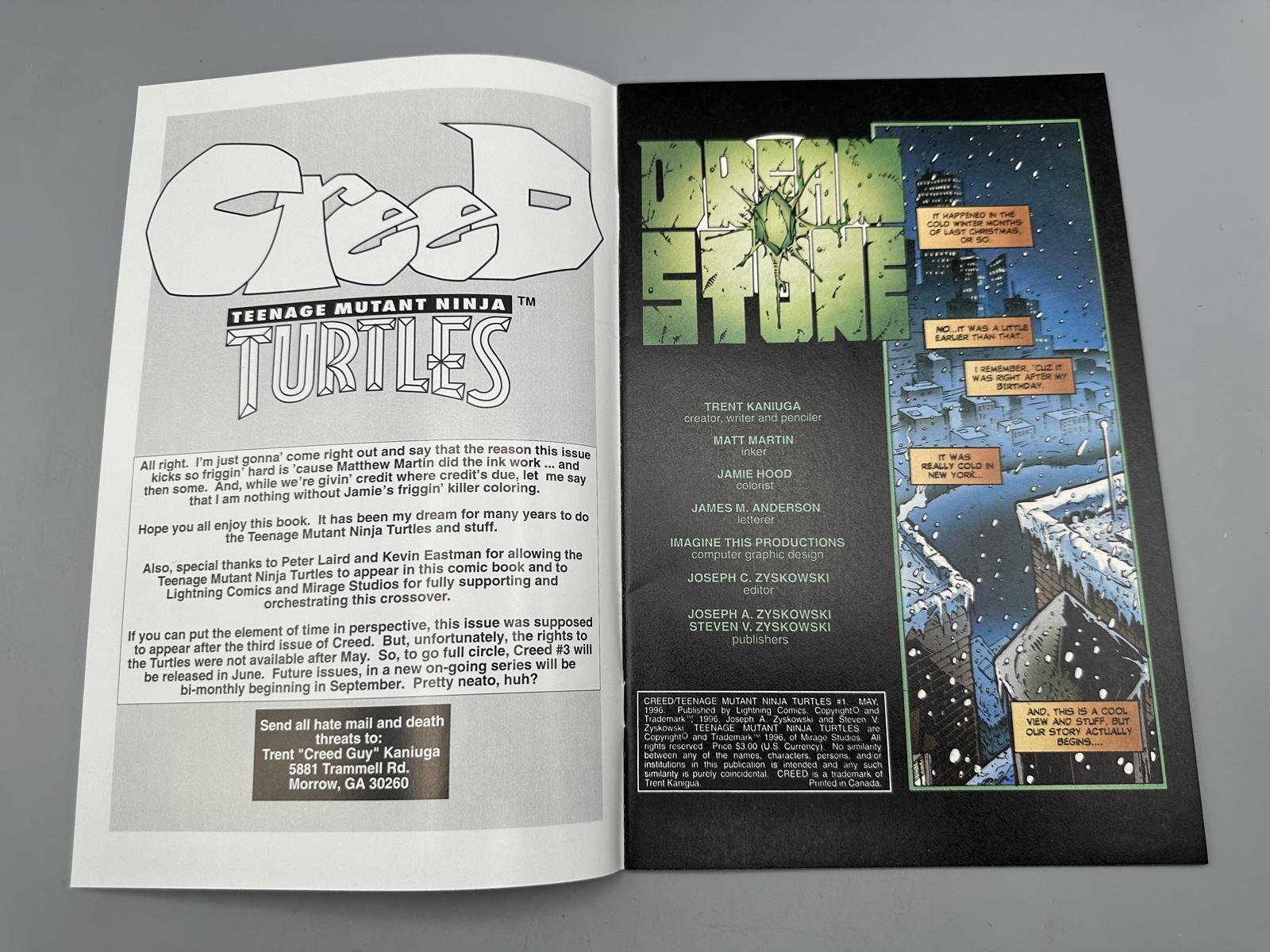 Lightning Comics CreeD/Teenage Mutant Ninja Turtles #1 Limited Edition w/COA - #/3,000