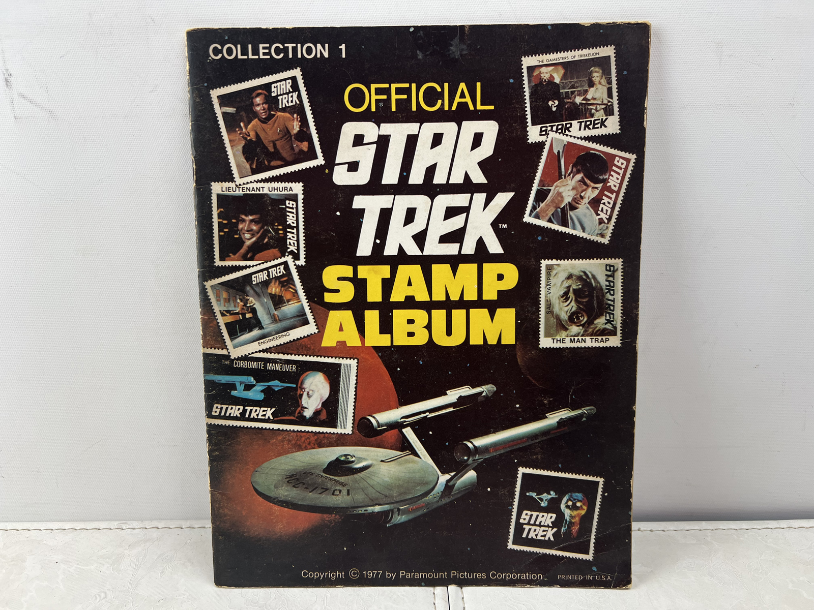 1977 Celebrity Stamps Official Star Trek Stamp Album: Collection One - Stamps applied to pages