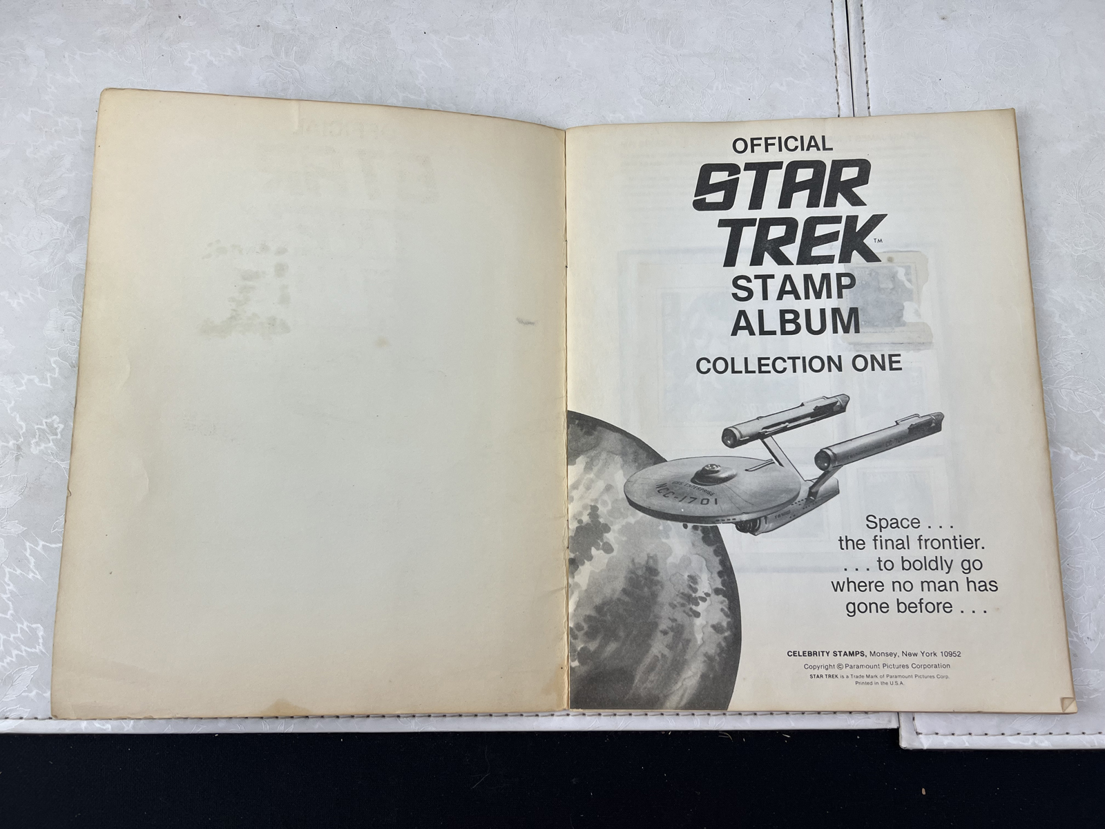 1977 Celebrity Stamps Official Star Trek Stamp Album: Collection One - Stamps applied to pages