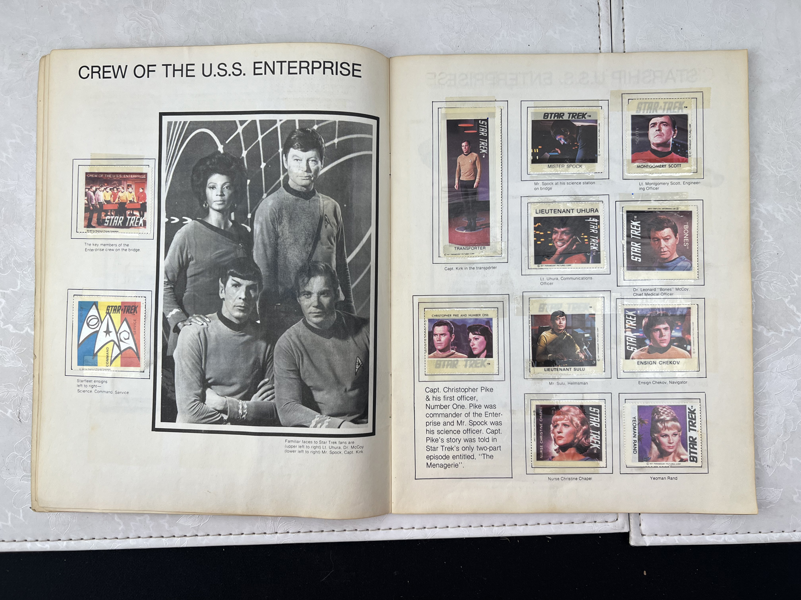 1977 Celebrity Stamps Official Star Trek Stamp Album: Collection One - Stamps applied to pages