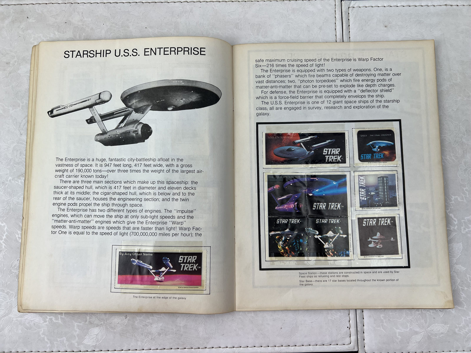 1977 Celebrity Stamps Official Star Trek Stamp Album: Collection One - Stamps applied to pages