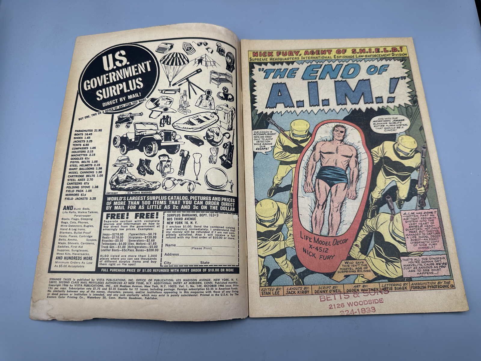 Marvel Strange Tales #149 October 1966 Nick Fury and Doctor Strange