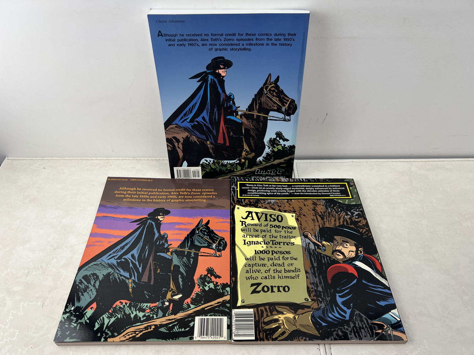 Zorro: The Complete Classic Adventures Lot of 3 - Alex Toth - Image and Eclipse, 1988-1998.