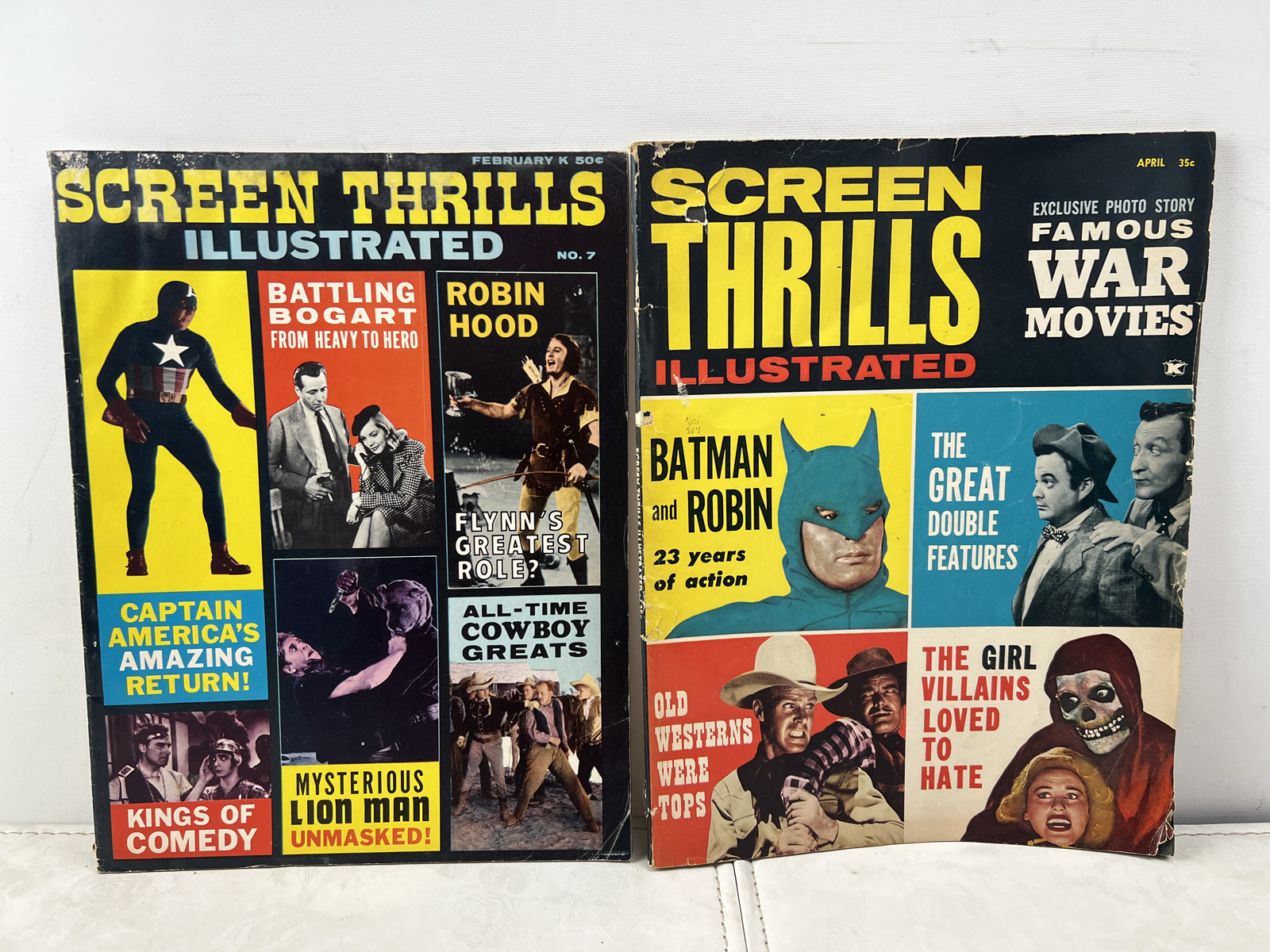 1963-64 Central Publications Screen Thrills Illustrated #4 and 7 - Captain America, Batman