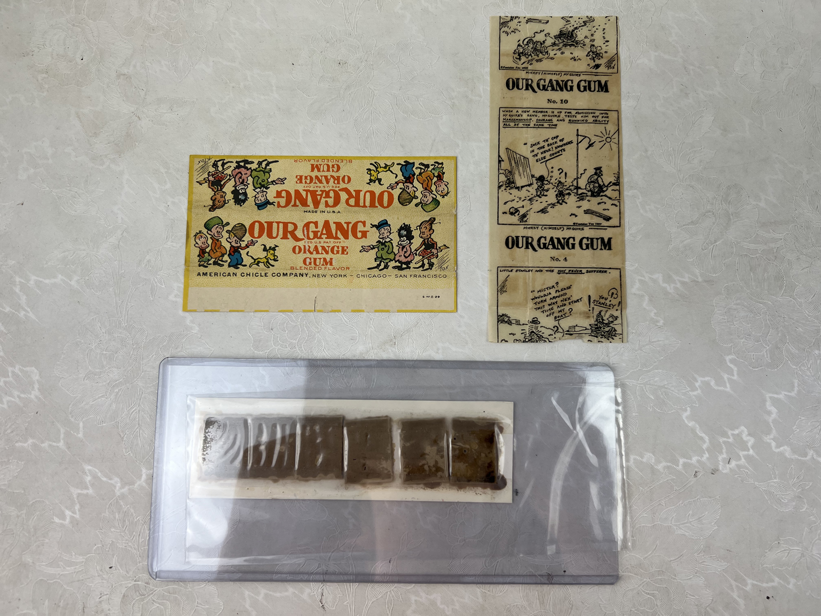 1930s American Chicle Our Gang Orange Gum with Wrapper and Comic Inner Wrapper Insert - Scarce