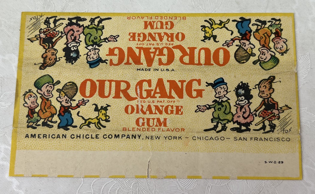 1930s American Chicle Our Gang Orange Gum with Wrapper and Comic Inner Wrapper Insert - Scarce