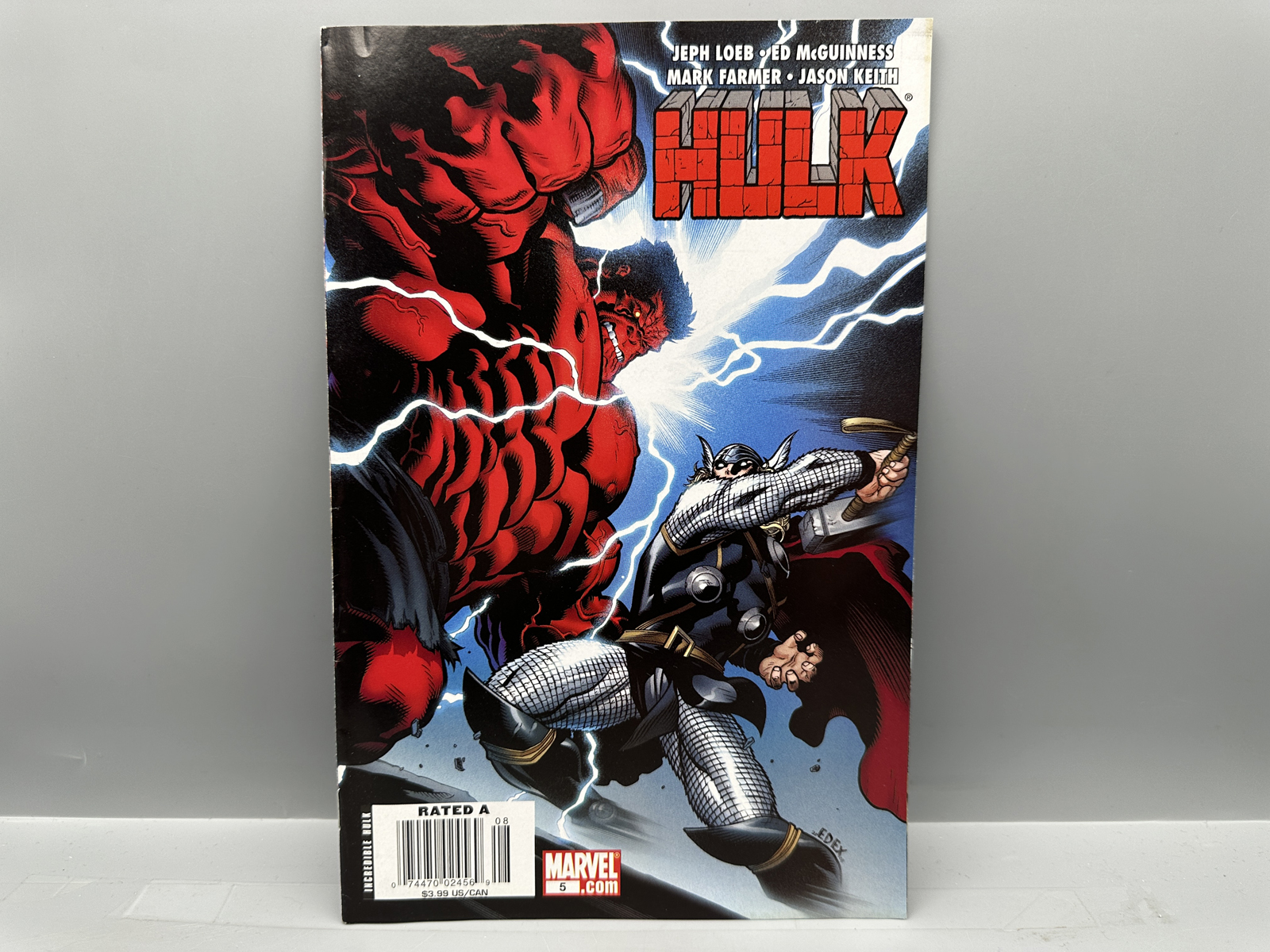 Marvel Hulk #5 October 2008 Red Hulk vs Thor - Tough Newsstand Edition ($3.99 cover price) - estimated print run of approx 2,000 issues
